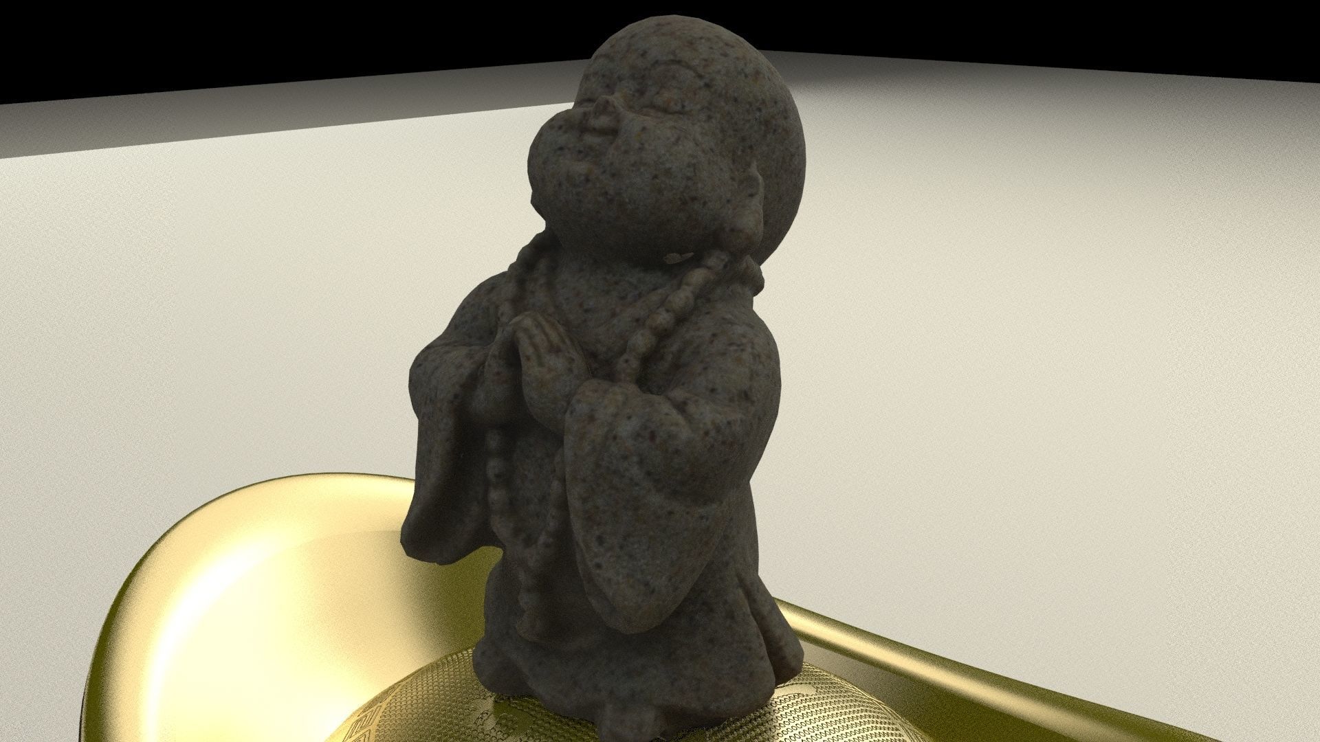 Chinese monk kid with yuan bao 3D model_2