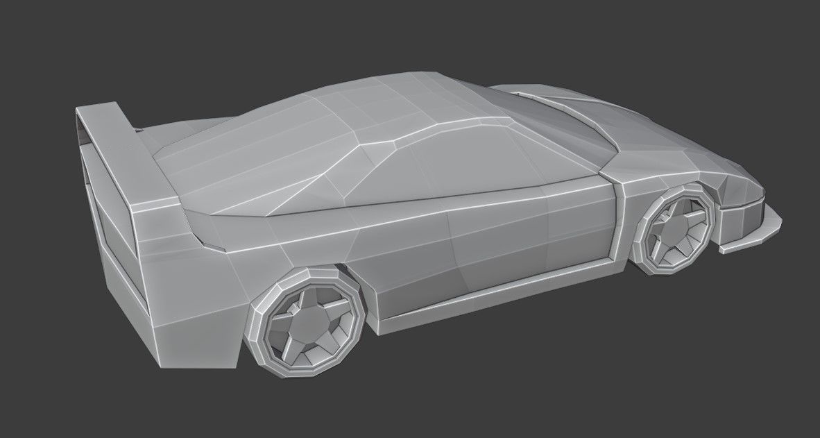 F40 Race Car Low Poly Low-poly 3D model_8