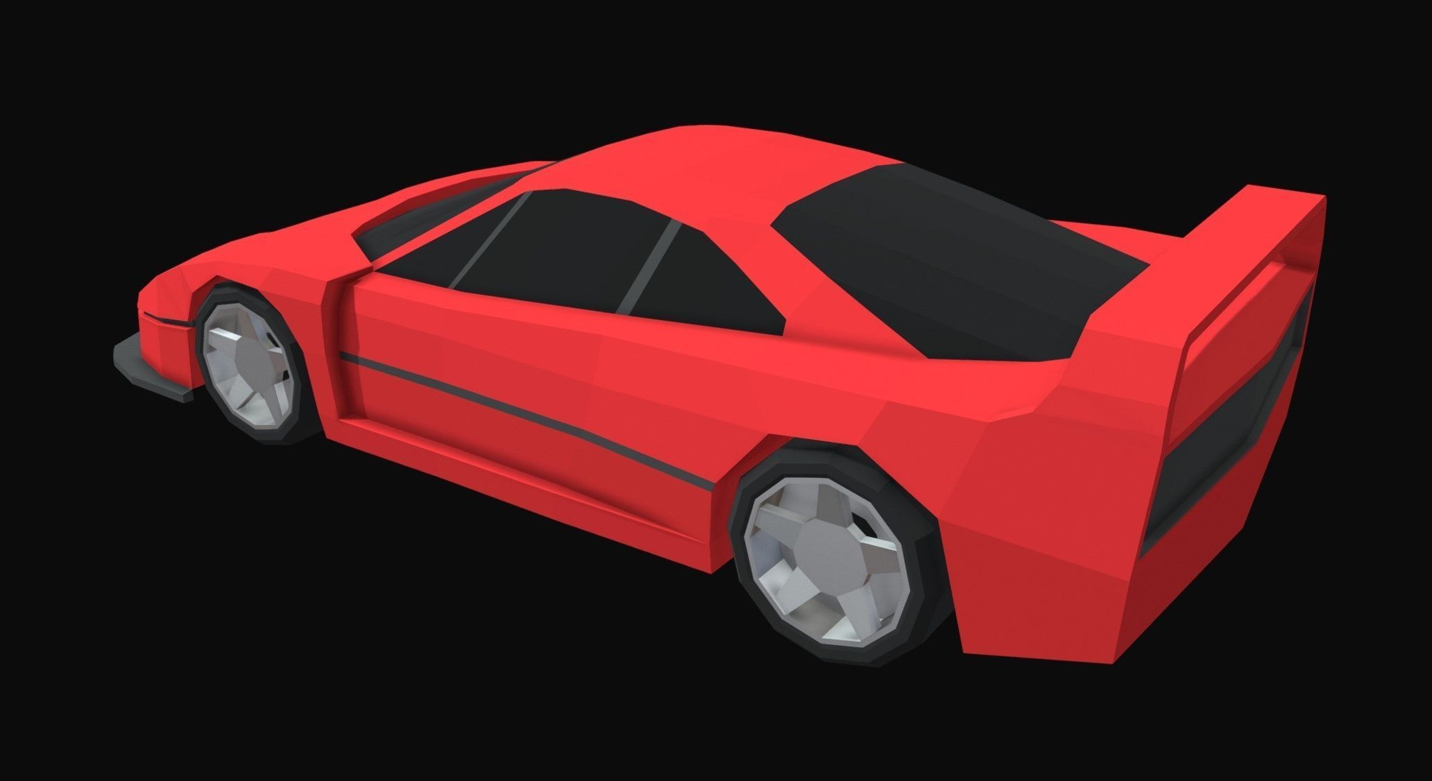 F40 Race Car Low Poly Low-poly 3D model_3