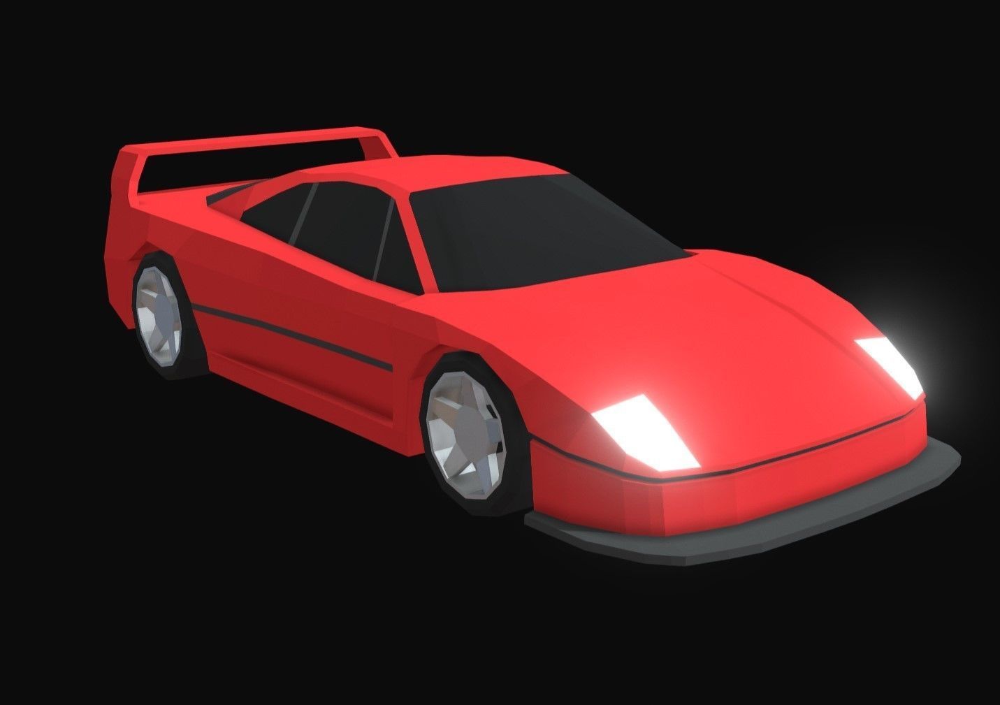 F40 Race Car Low Poly Low-poly 3D model_1
