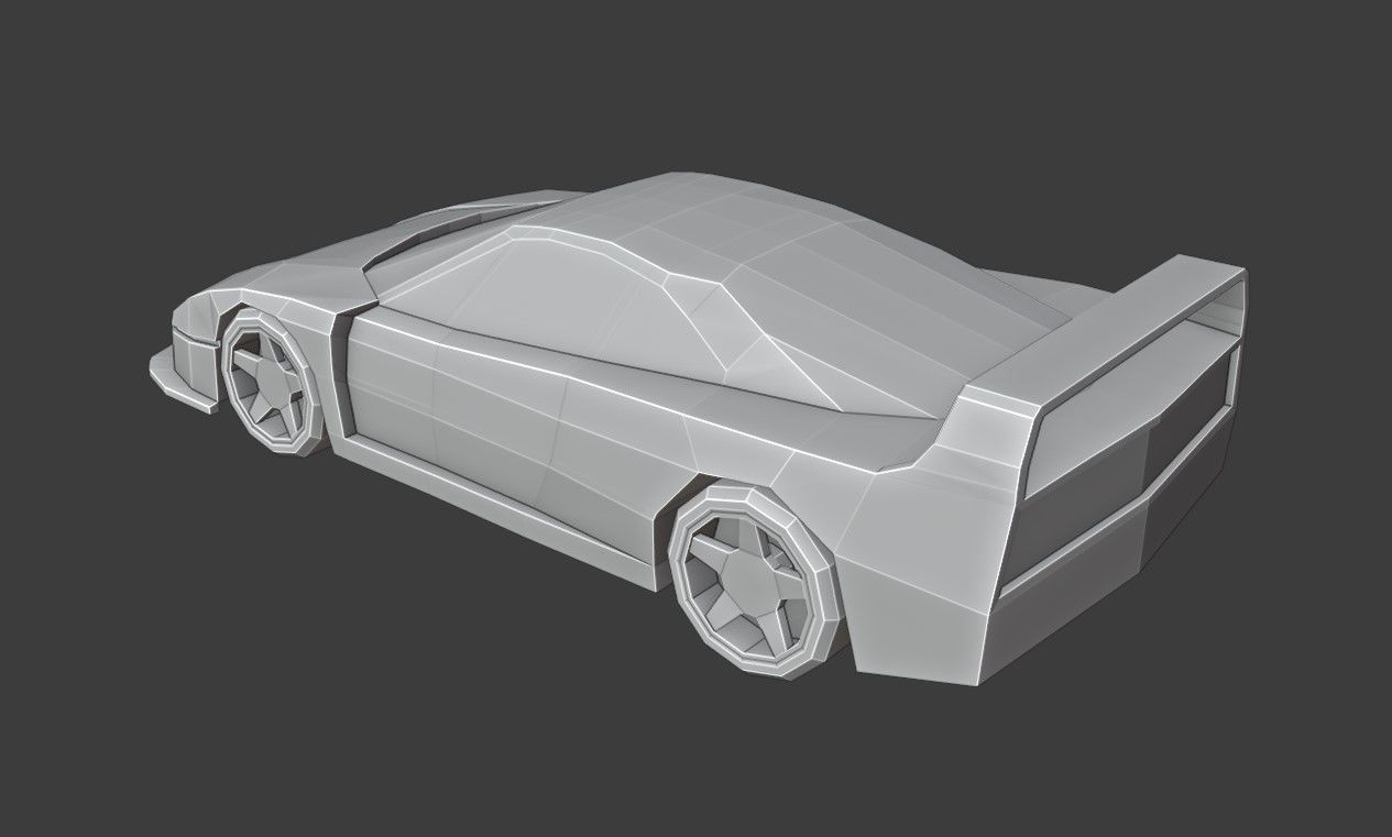 F40 Race Car Low Poly Low-poly 3D model_7