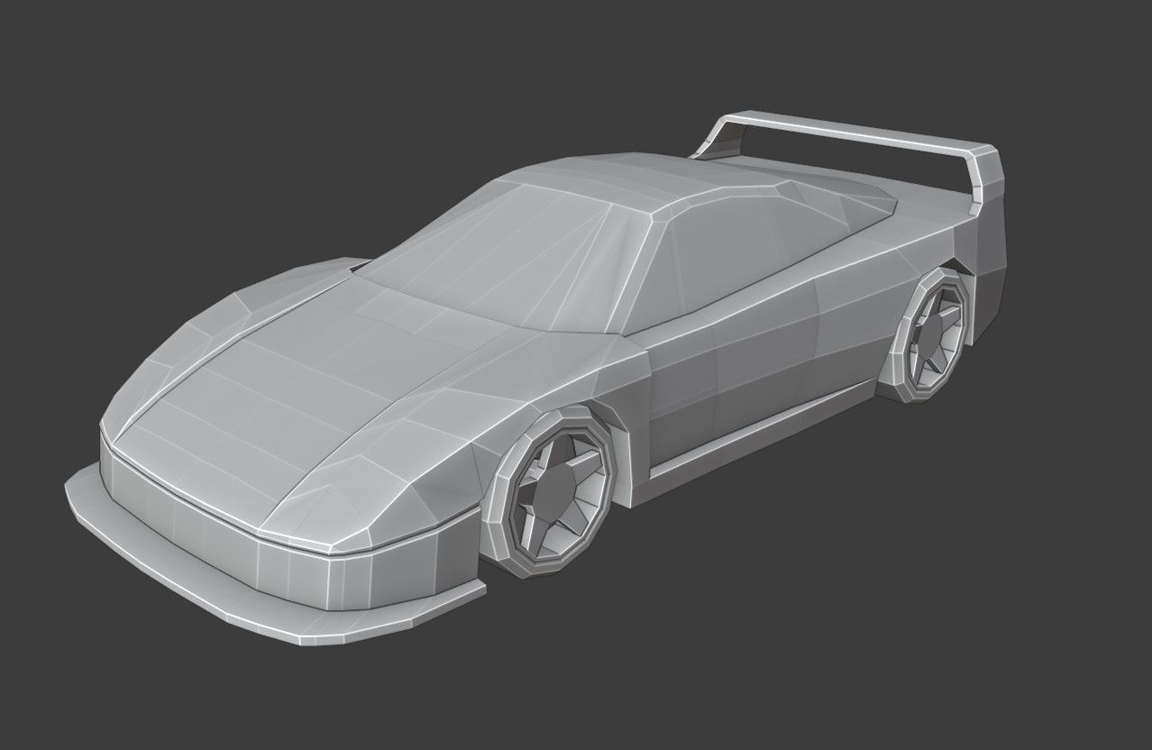 F40 Race Car Low Poly Low-poly 3D model_5