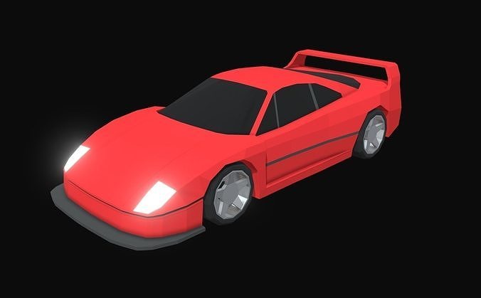 F40 Race Car Low Poly Low-poly 3D model
