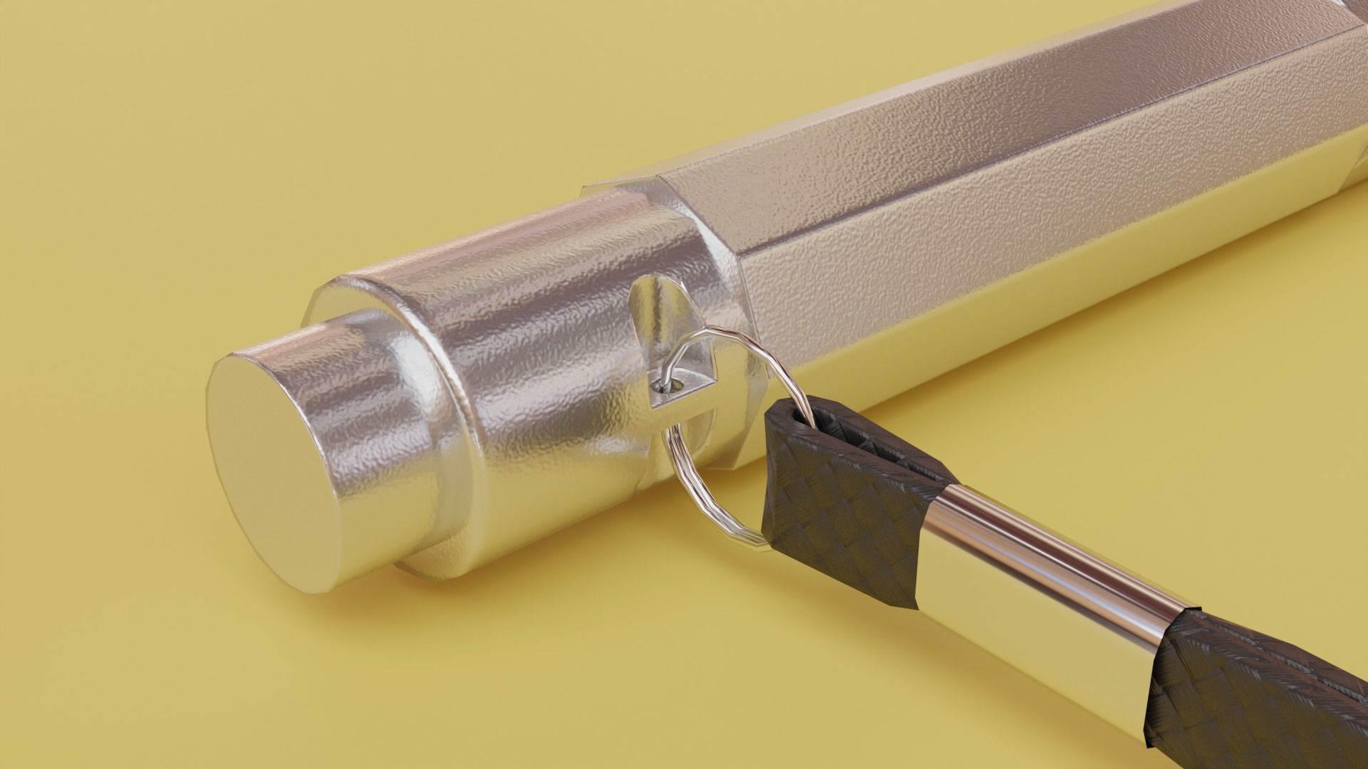 Flashlight with cord Low-poly 3D model_6