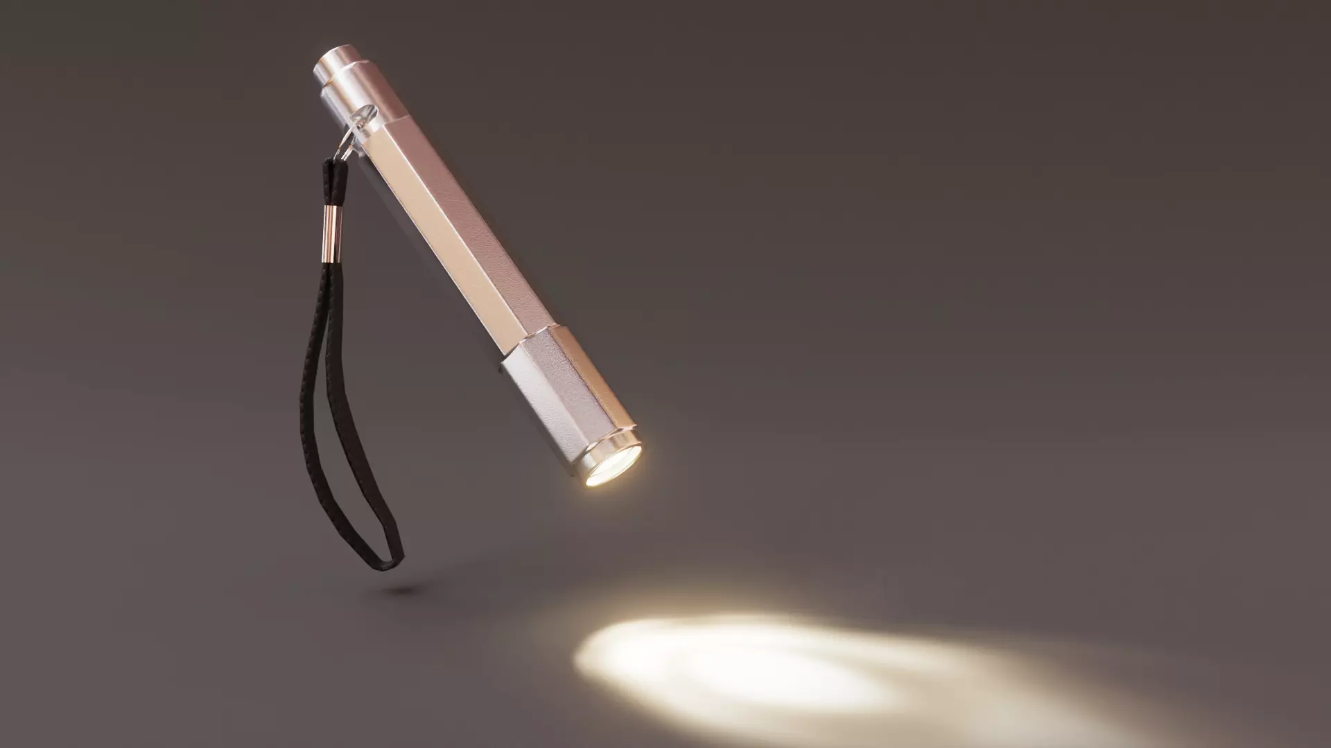 Flashlight with cord Low-poly 3D model_0