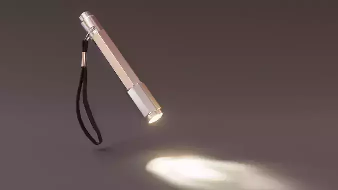 Flashlight with cord Low-poly 3D model