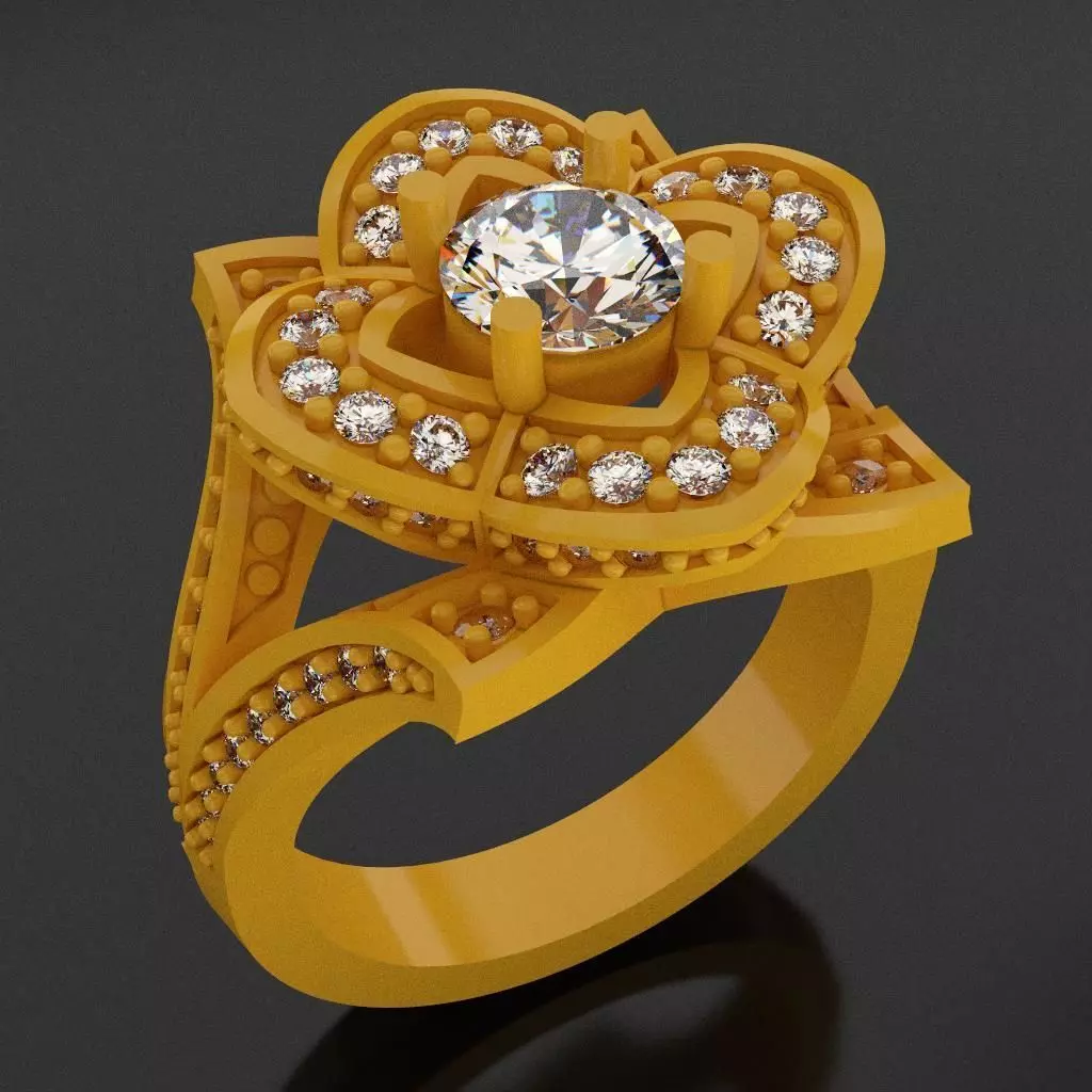 Lotus Flower Ring 3D print model_0