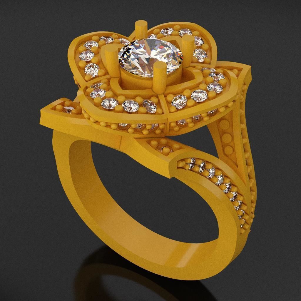 Lotus Flower Ring 3D print model_3