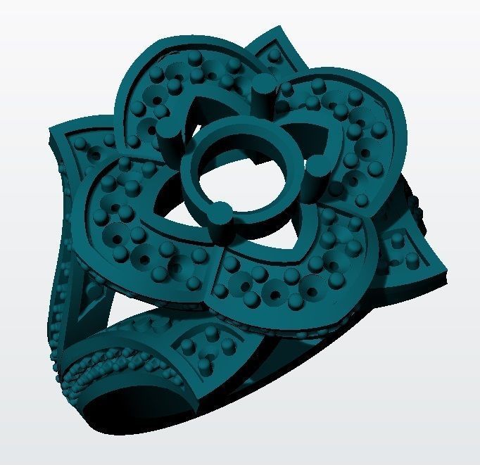 Lotus Flower Ring 3D print model_8