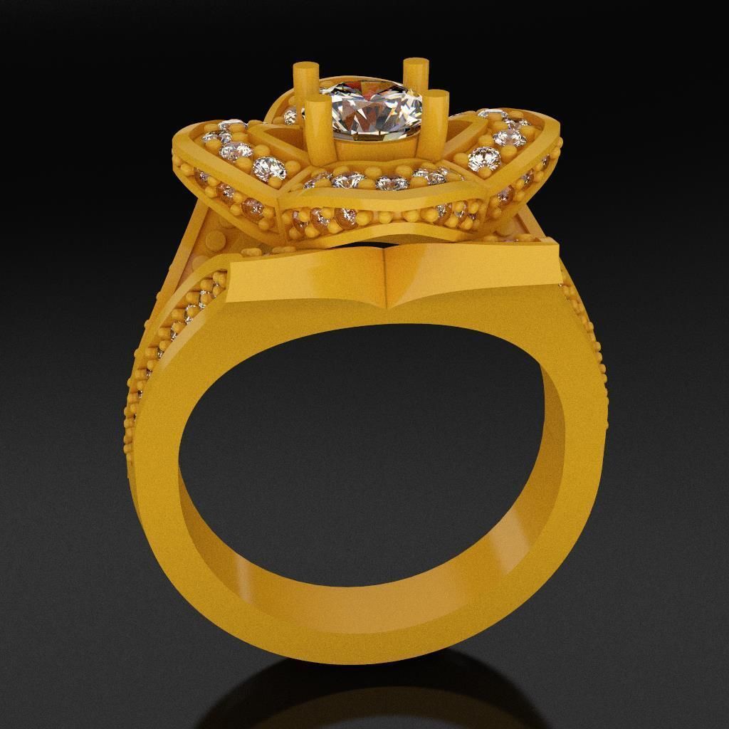 Lotus Flower Ring 3D print model_4