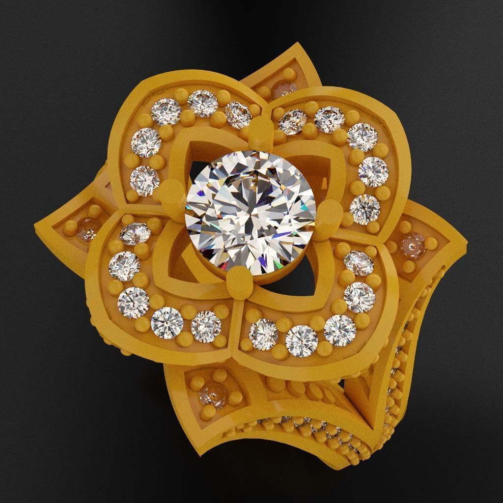 Lotus Flower Ring 3D print model_1