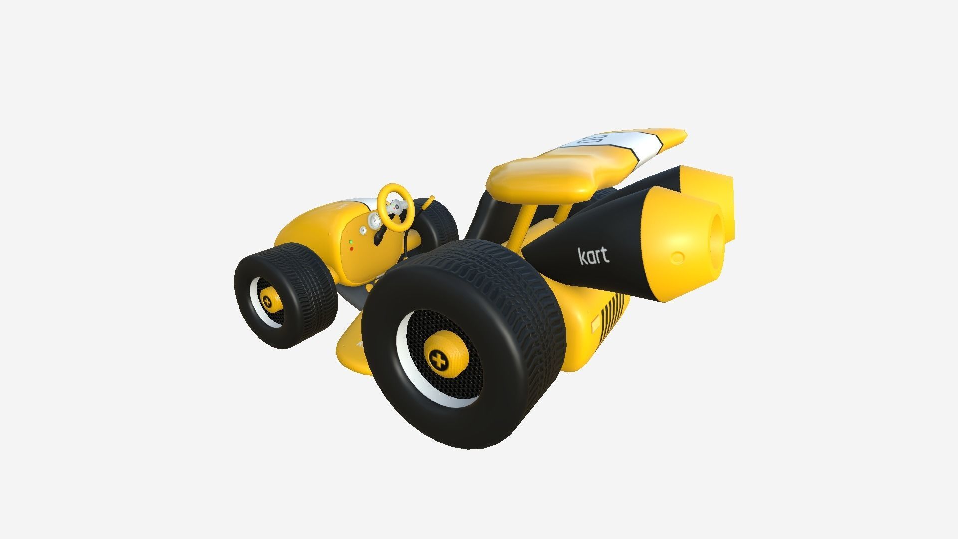 Cartoon Kart A06 Yellow - Vehicle Racing Design Low-poly 3D model_4