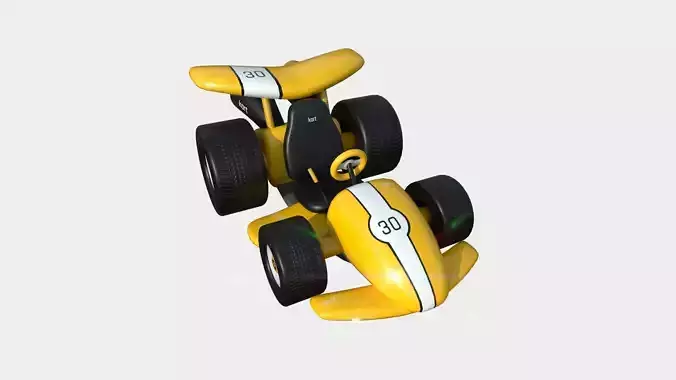 Cartoon Kart A06 Yellow - Vehicle Racing Design Low-poly 3D model