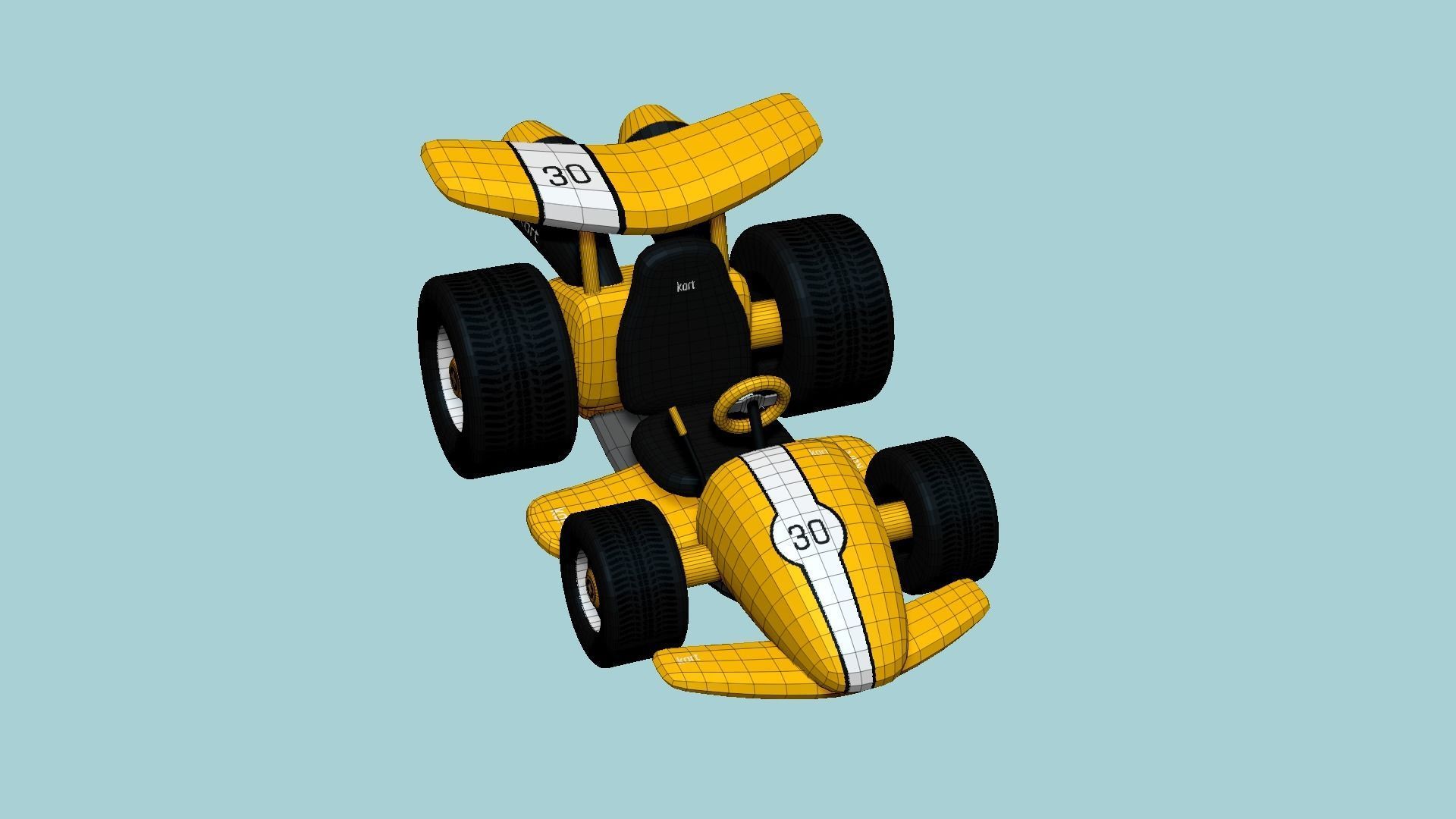 Cartoon Kart A06 Yellow - Vehicle Racing Design Low-poly 3D model_6