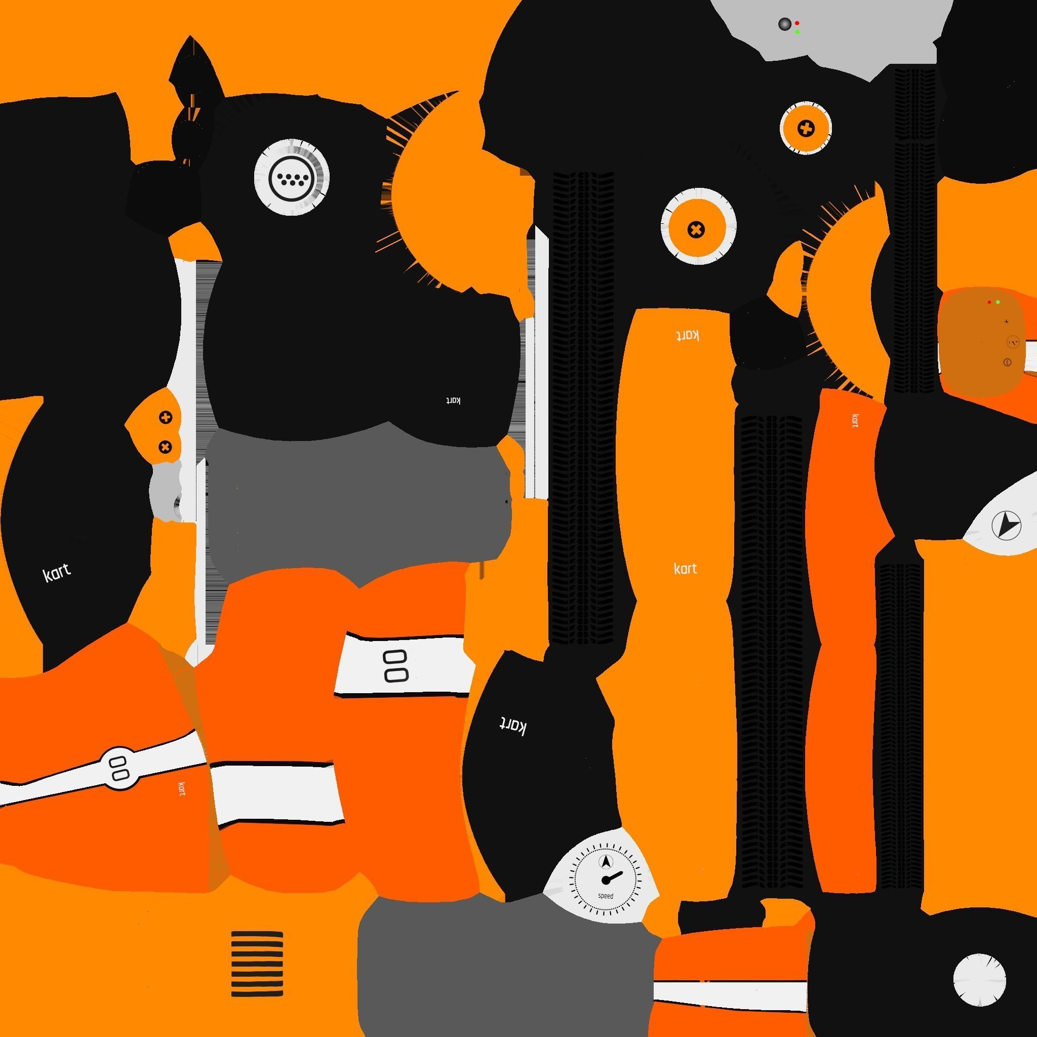 Cartoon Kart A07 Orange - Vehicle Racing Design Low-poly 3D model_19