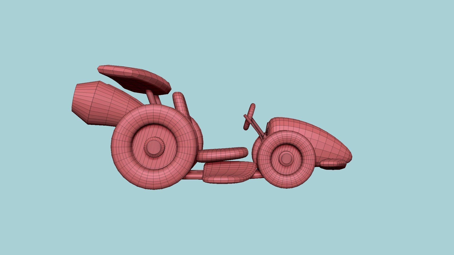 Cartoon Kart A07 Orange - Vehicle Racing Design Low-poly 3D model_14