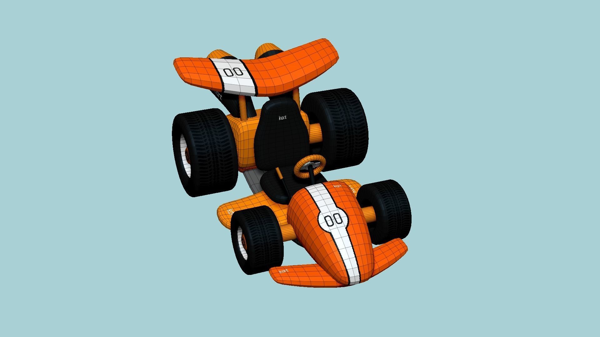 Cartoon Kart A07 Orange - Vehicle Racing Design Low-poly 3D model_6