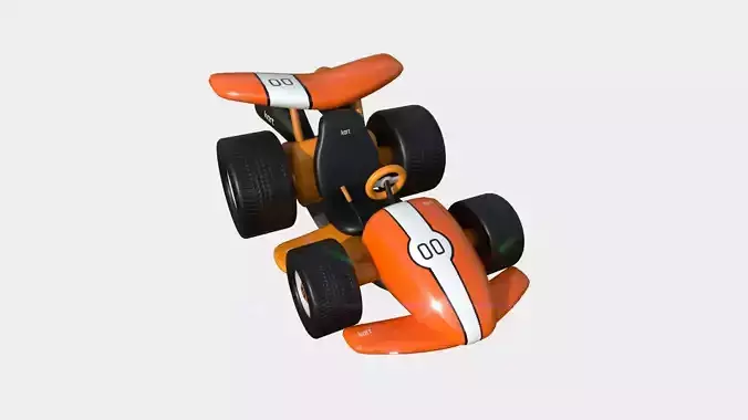 Cartoon Kart A07 Orange - Vehicle Racing Design Low-poly 3D model