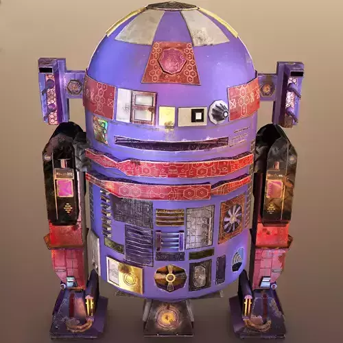 Extremely Detailed Low Poly PBR R4D4 Free low-poly 3D model