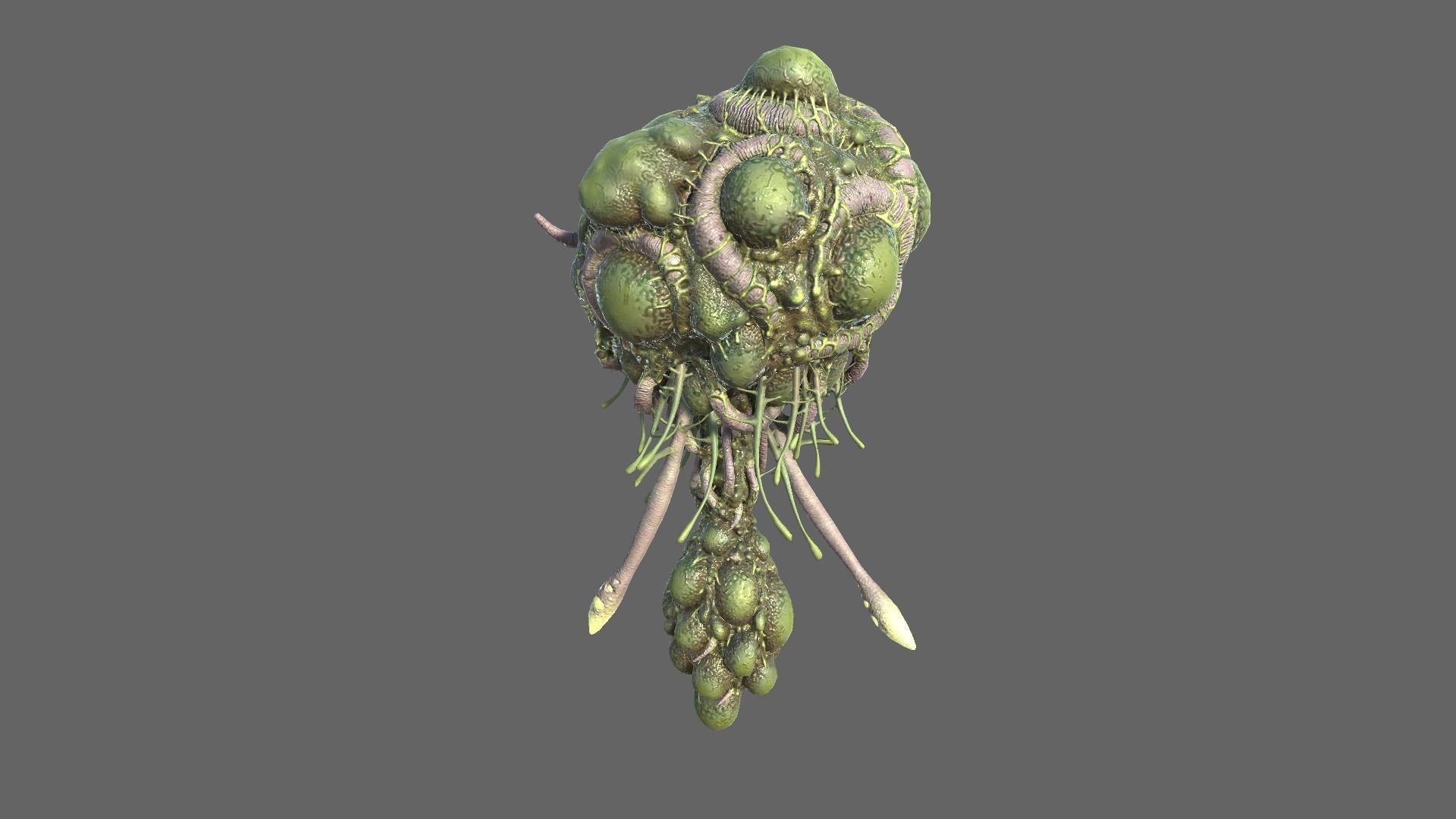 Alien Brain Low-poly 3D model_4