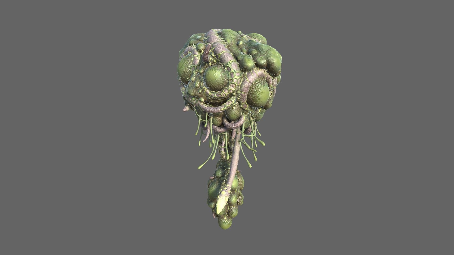 Alien Brain Low-poly 3D model_2
