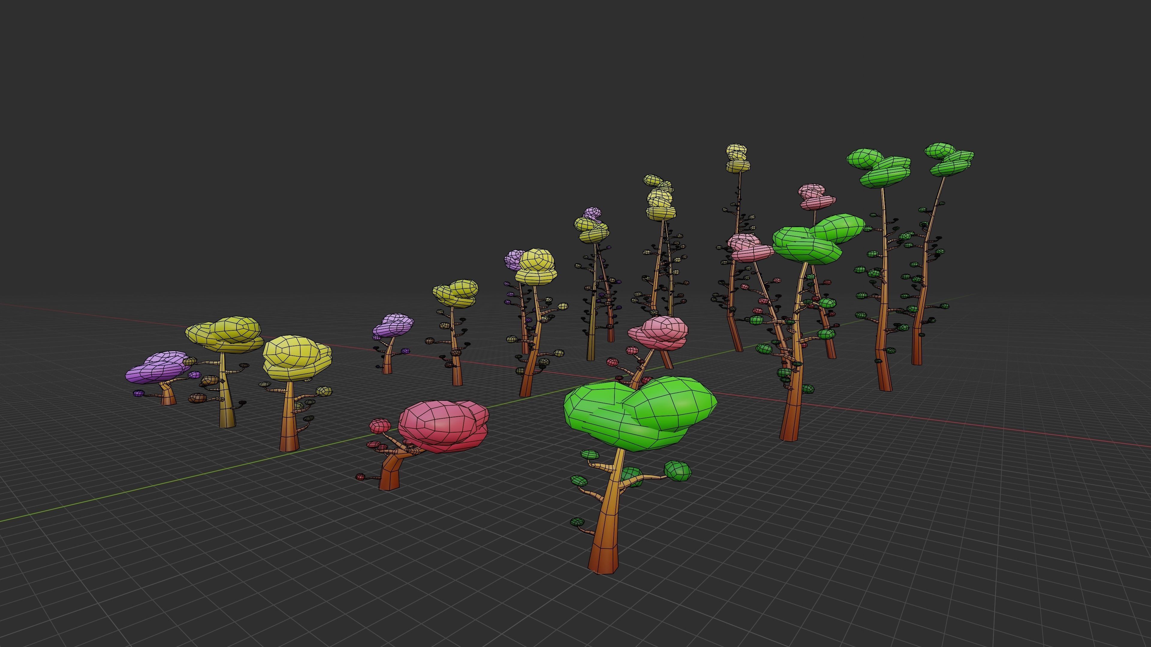 Trees Pack 01 Low-poly 3D model_12