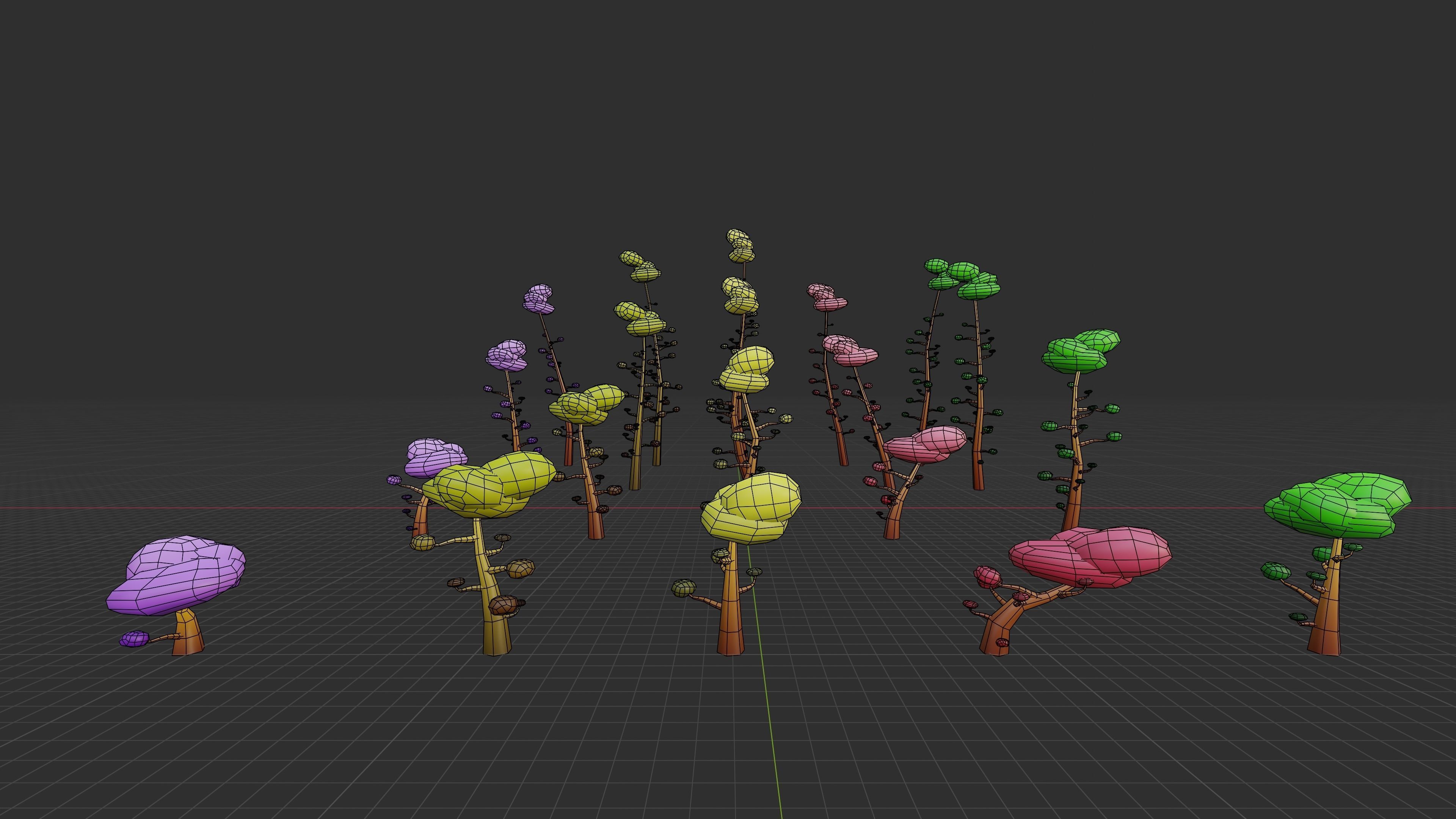 Trees Pack 01 Low-poly 3D model_11