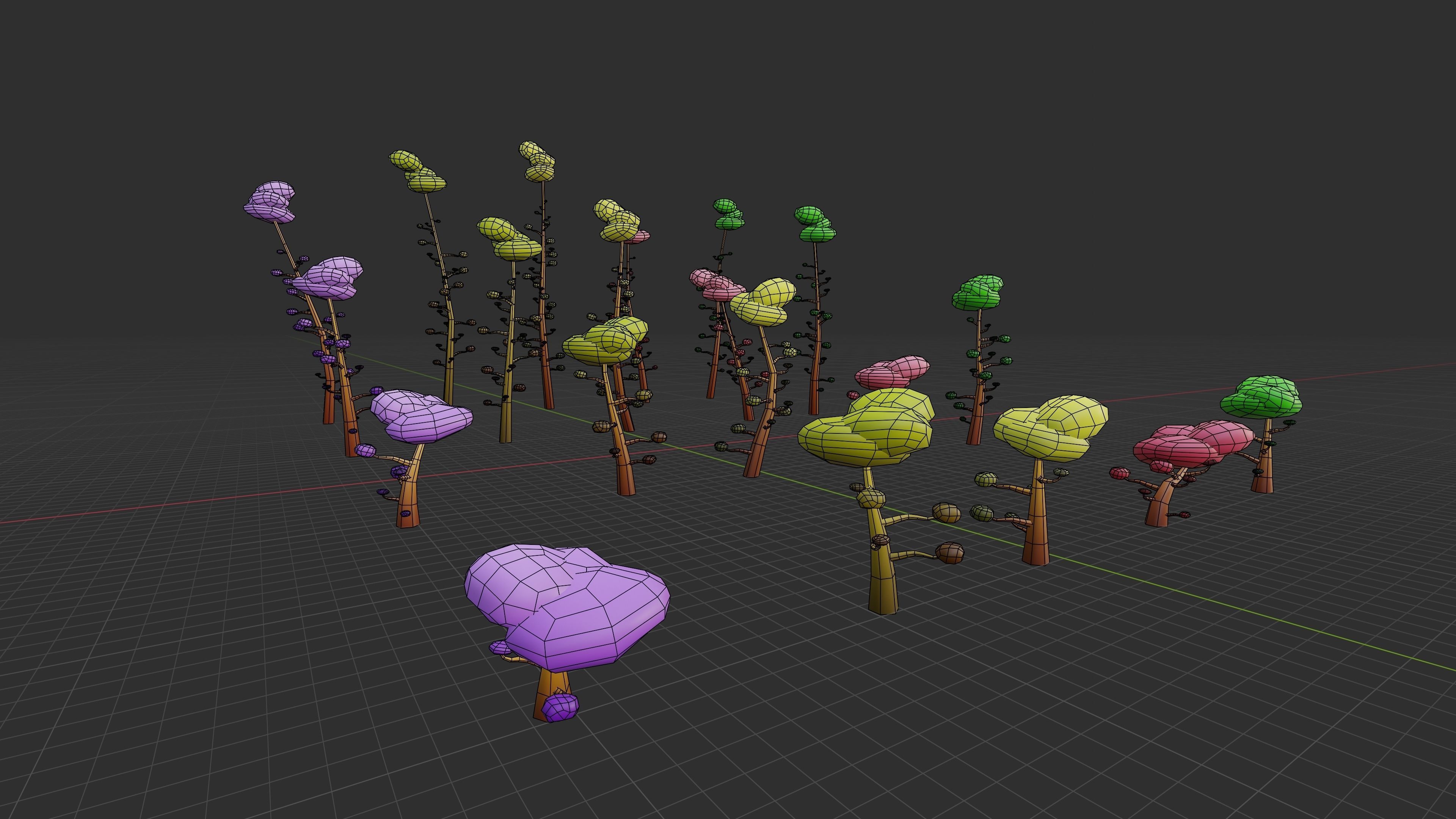 Trees Pack 01 Low-poly 3D model_10