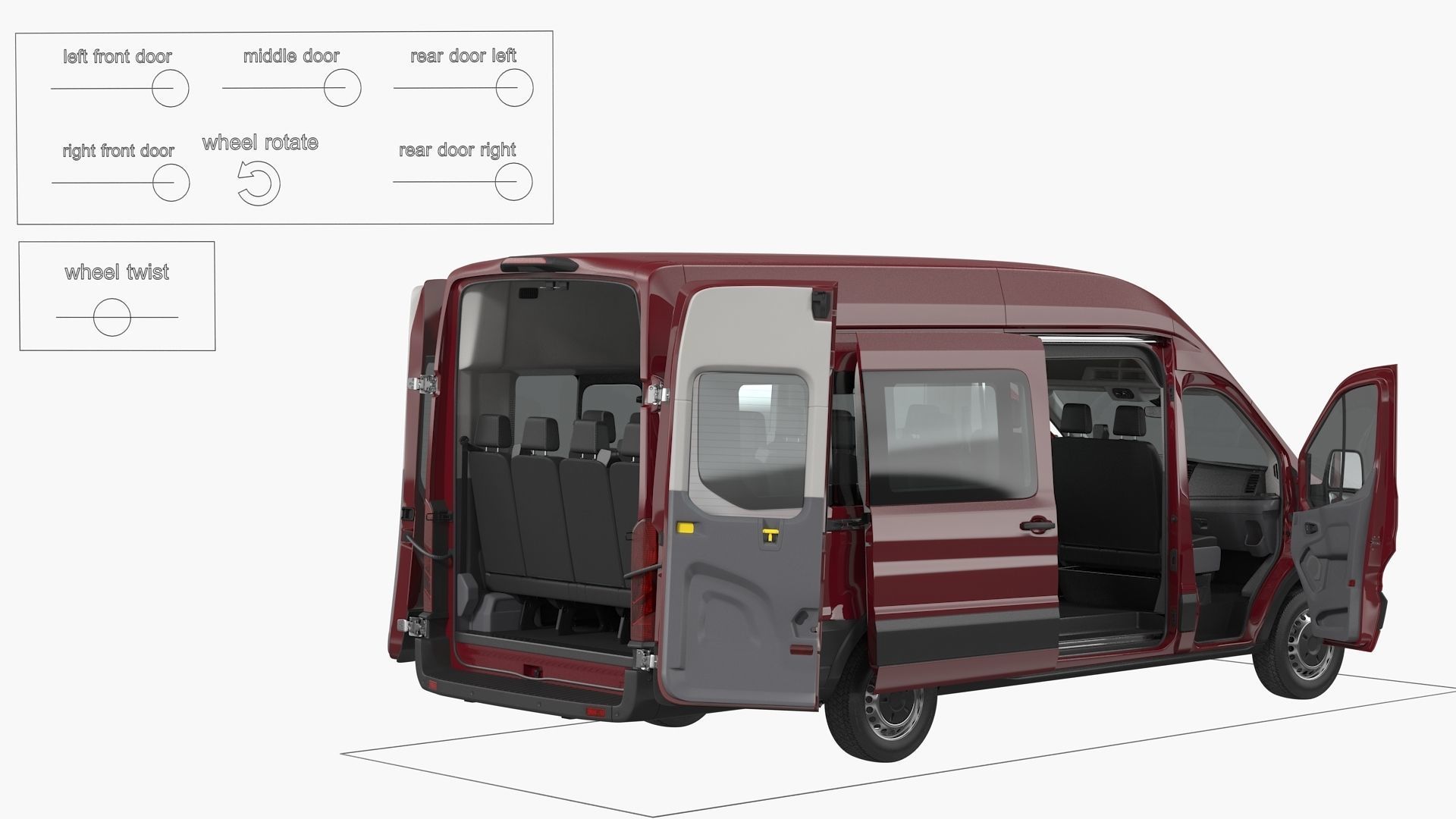 Passenger Van Rigged 3D model_2