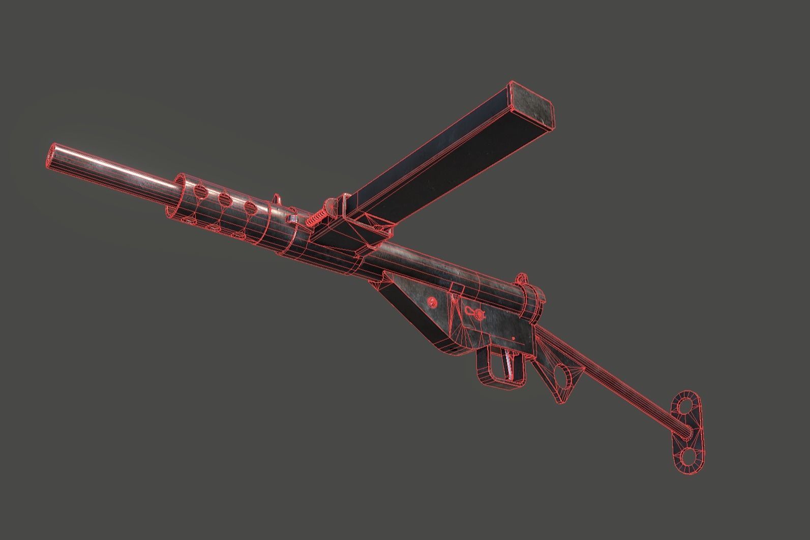 Sten Sub-Machine Gun Low-poly 3D model_1