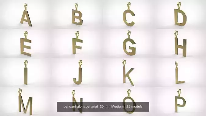 pendant alphabet arial  20 mm Medium 3D Model Collection