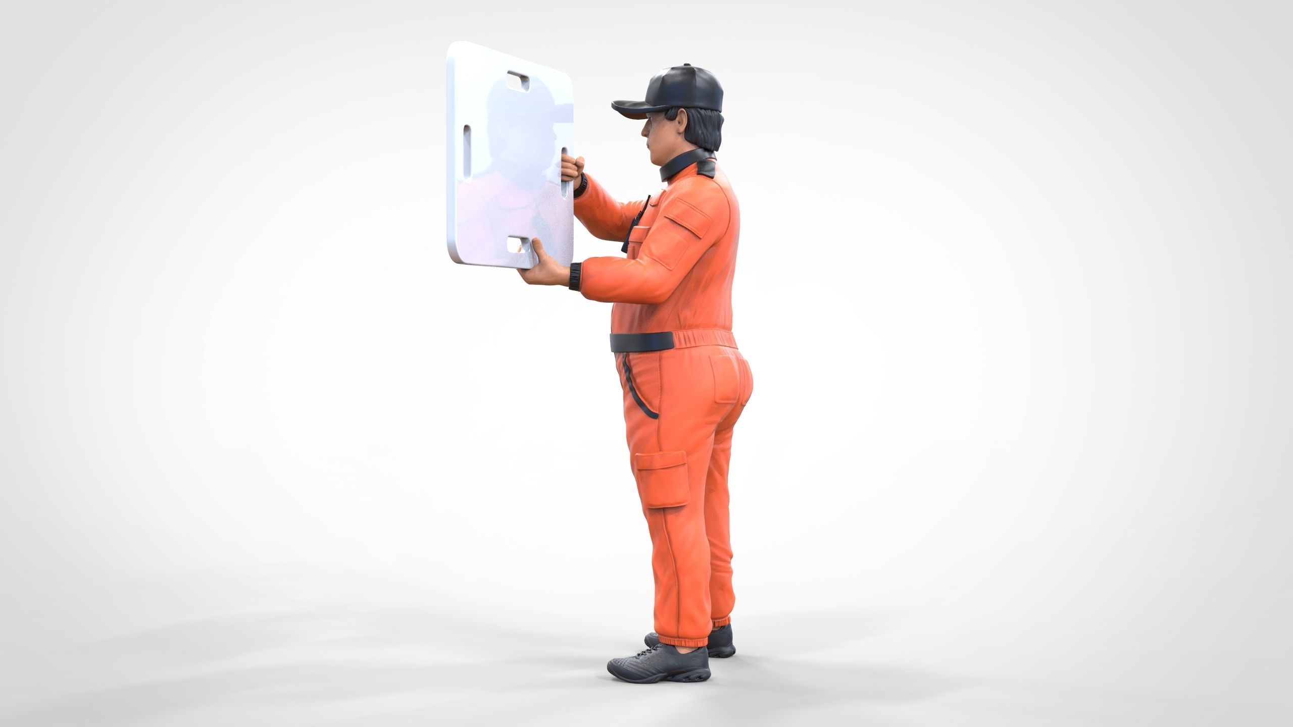 N4 Race Marshal with sign 3D print model_8