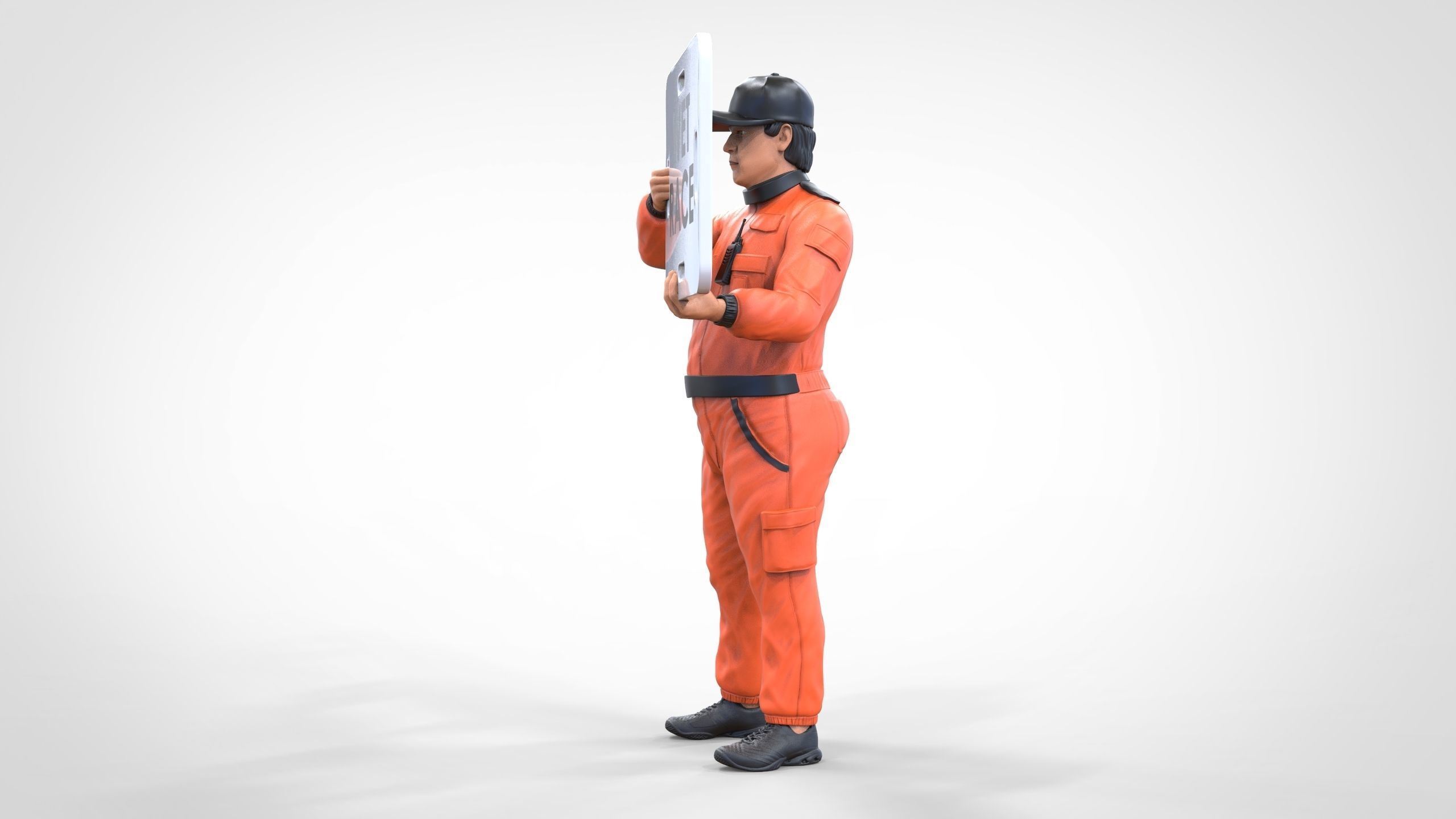 N4 Race Marshal with sign 3D print model_11