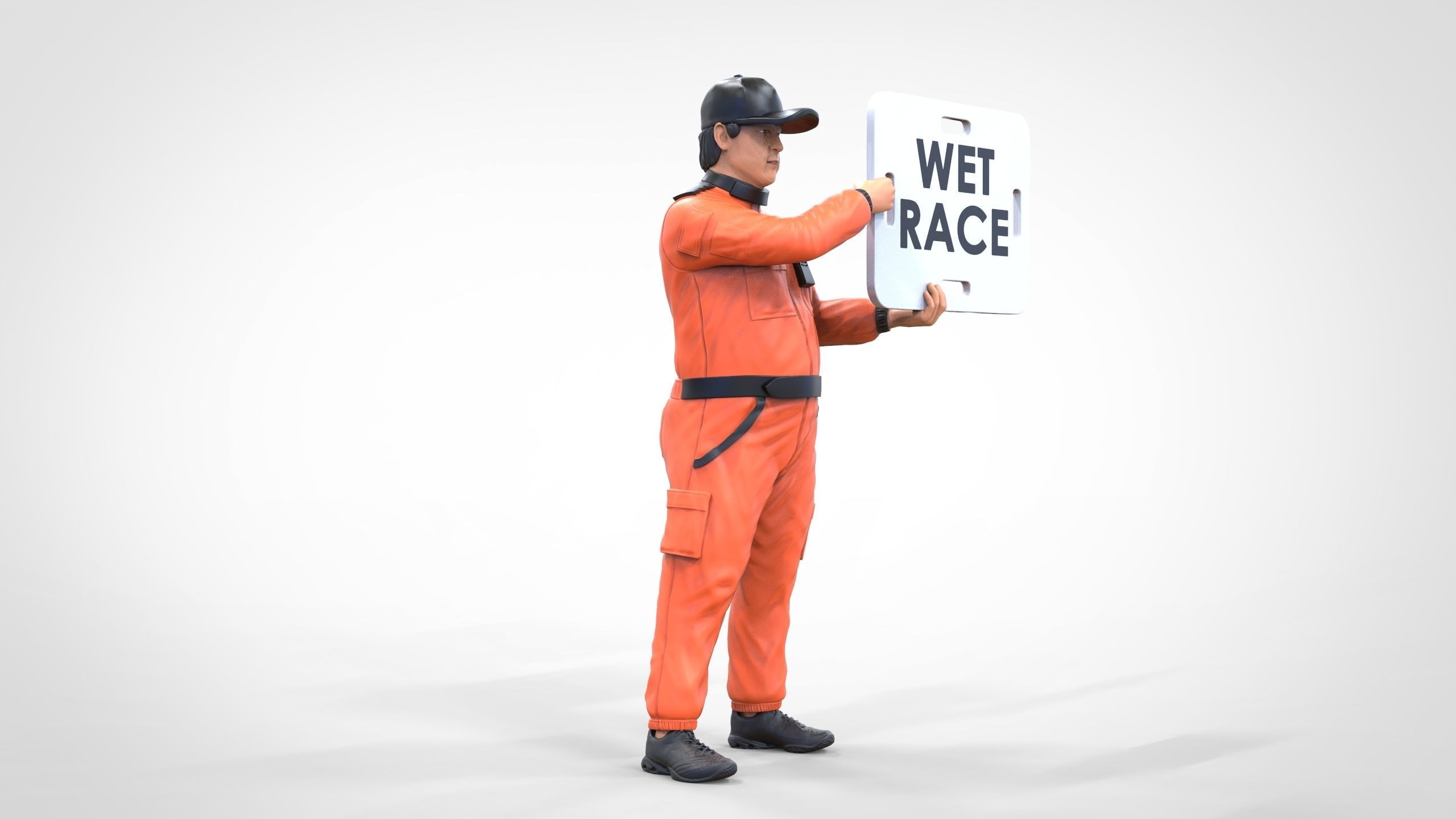 N4 Race Marshal with sign 3D print model_23