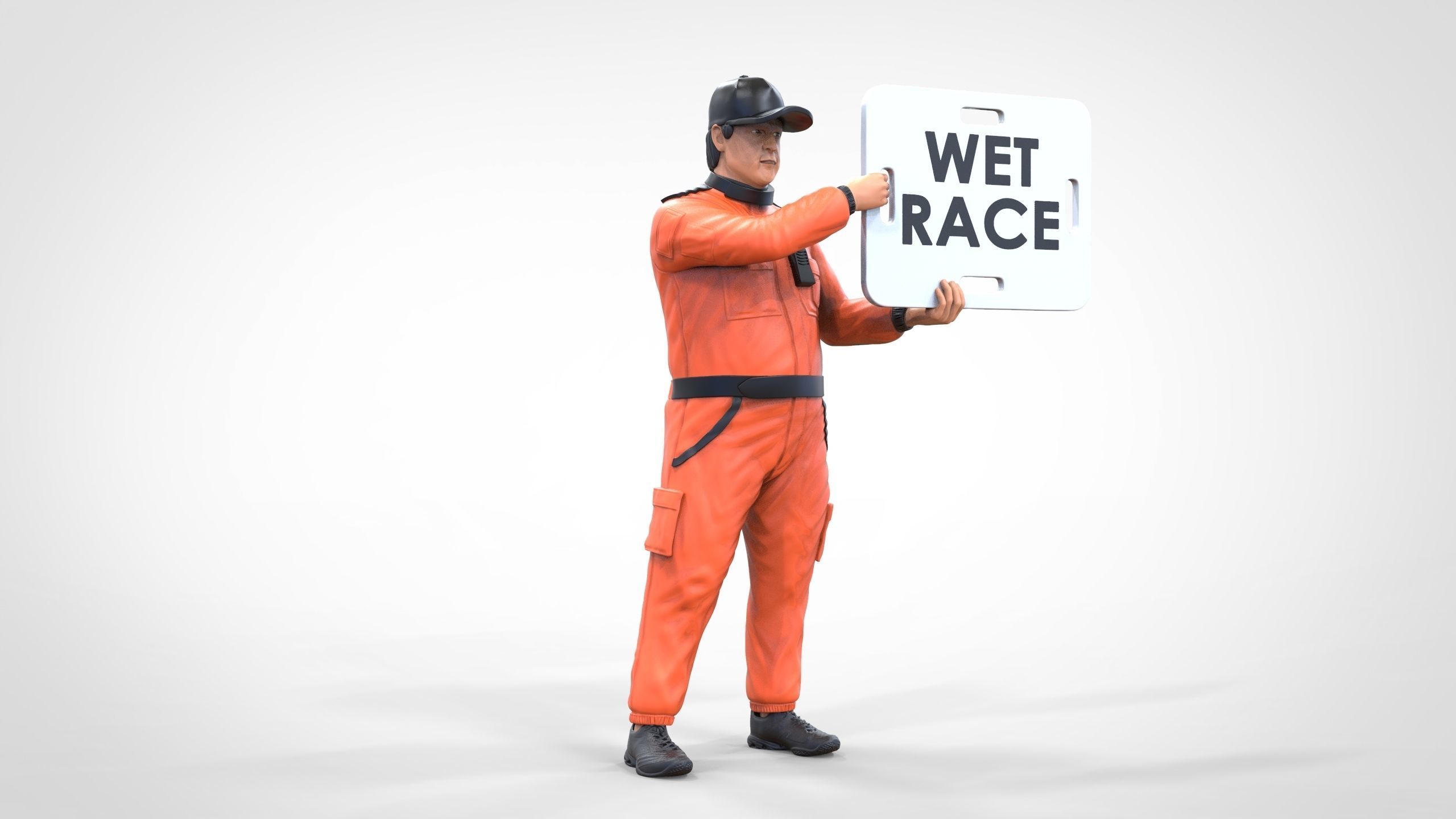 N4 Race Marshal with sign 3D print model_21