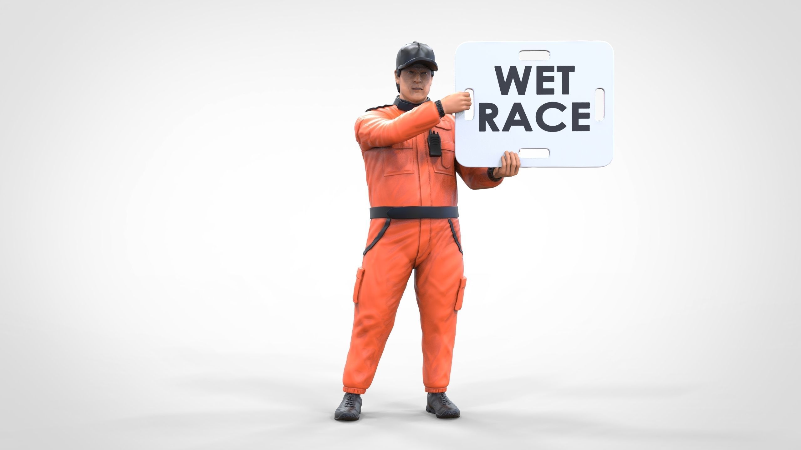 N4 Race Marshal with sign 3D print model_18