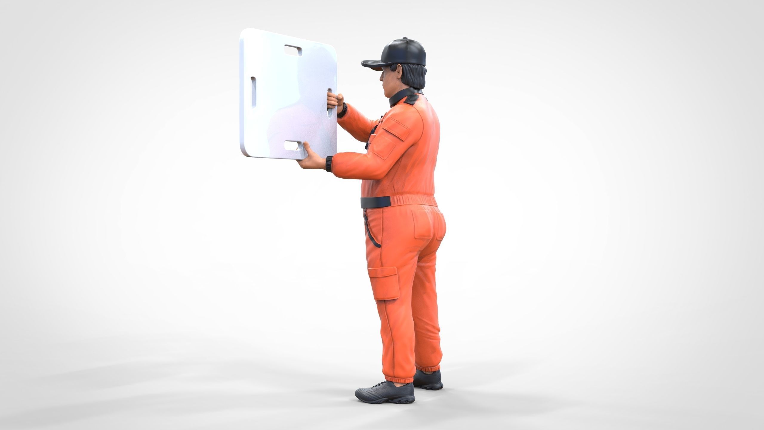 N4 Race Marshal with sign 3D print model_7