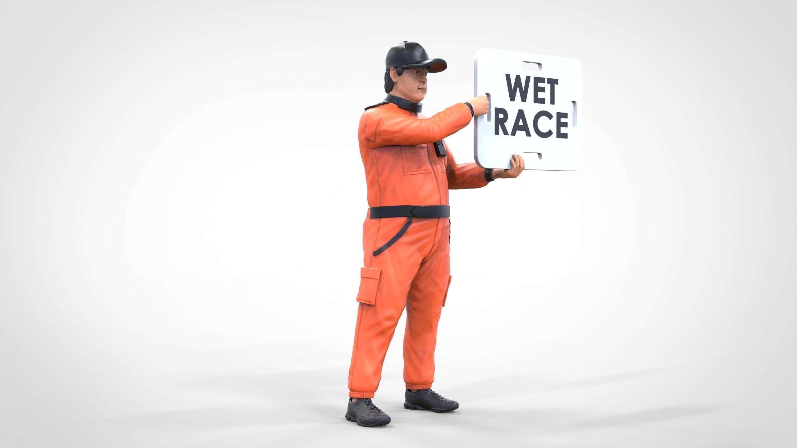N4 Race Marshal with sign 3D print model_22