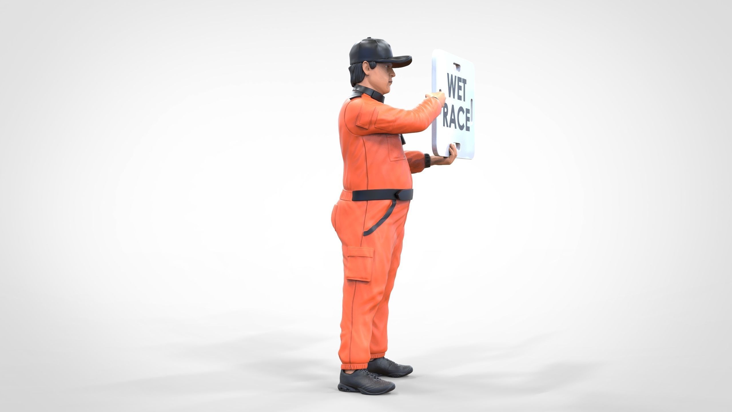 N4 Race Marshal with sign 3D print model_25