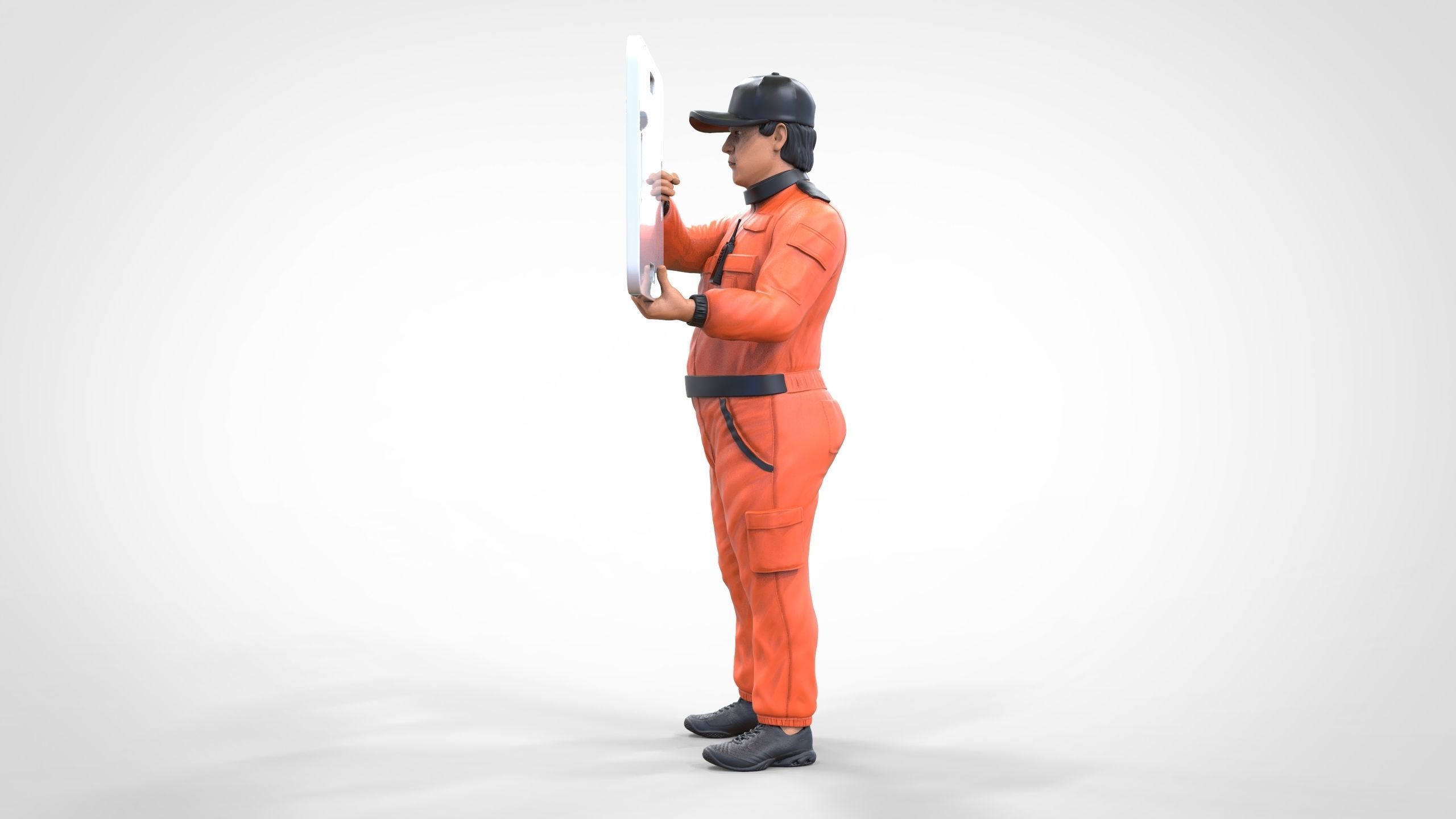 N4 Race Marshal with sign 3D print model_10