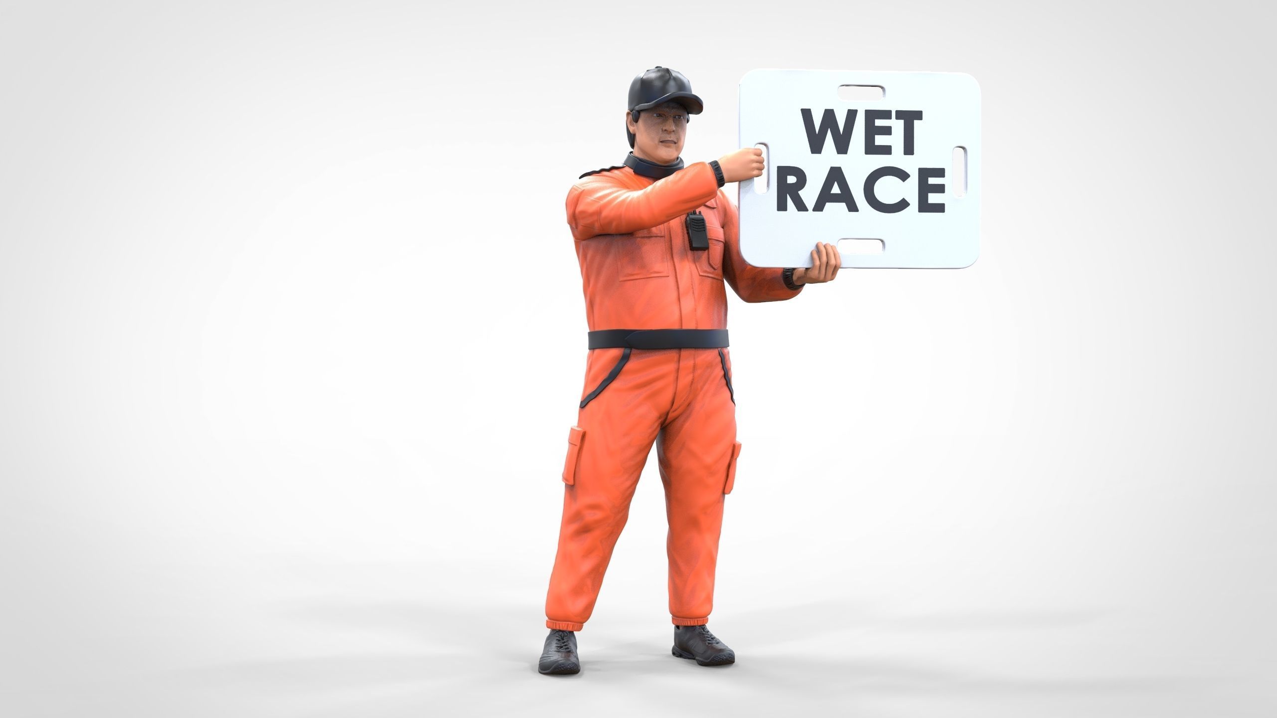 N4 Race Marshal with sign 3D print model_19