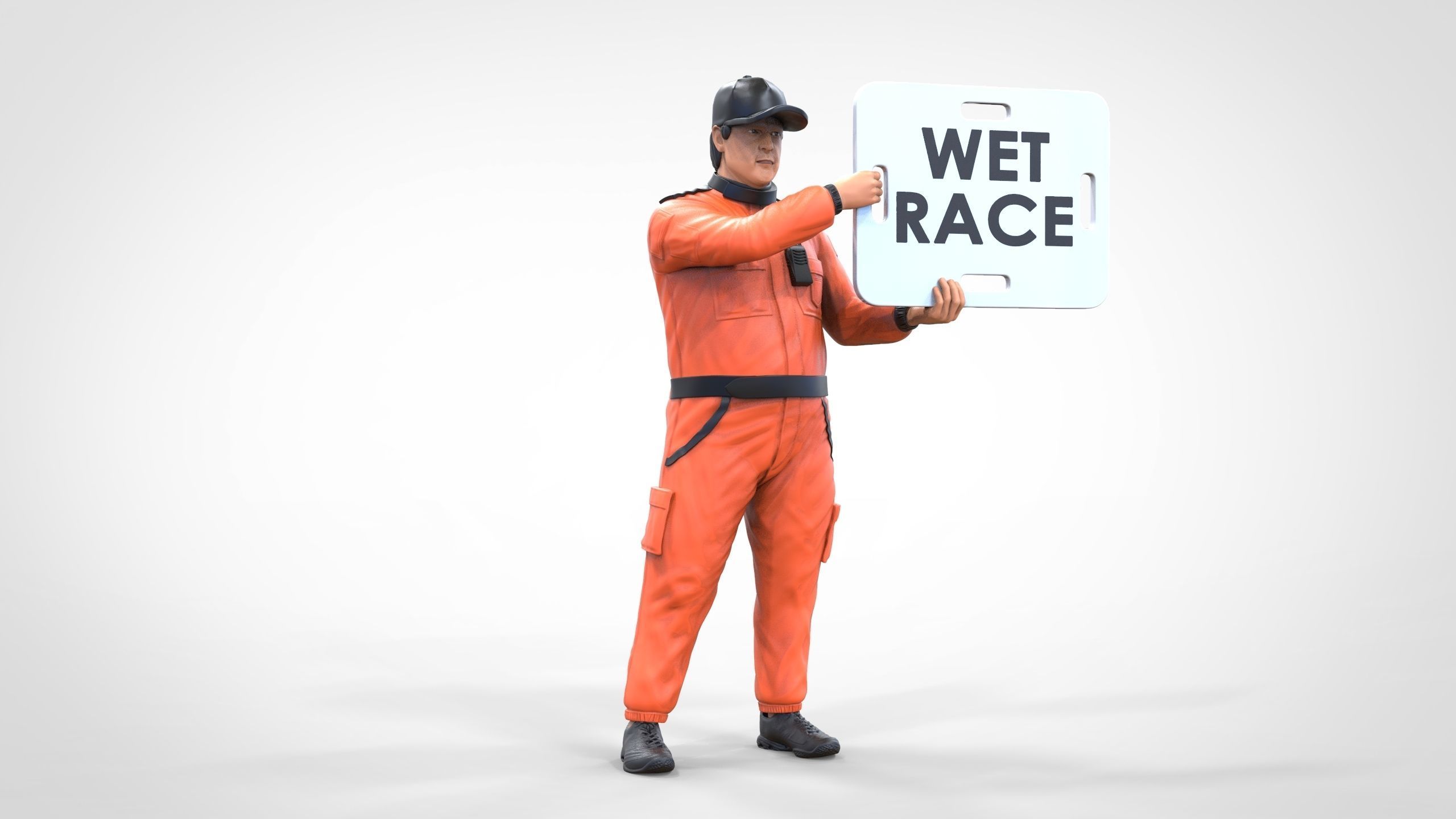 N4 Race Marshal with sign 3D print model_20