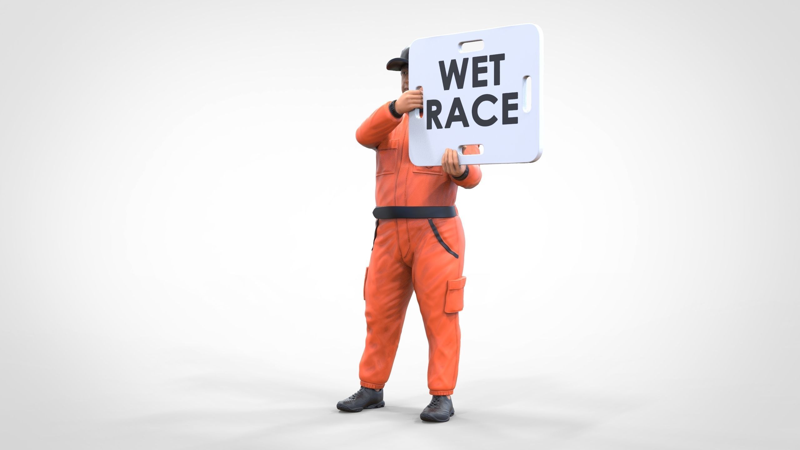 N4 Race Marshal with sign 3D print model_15
