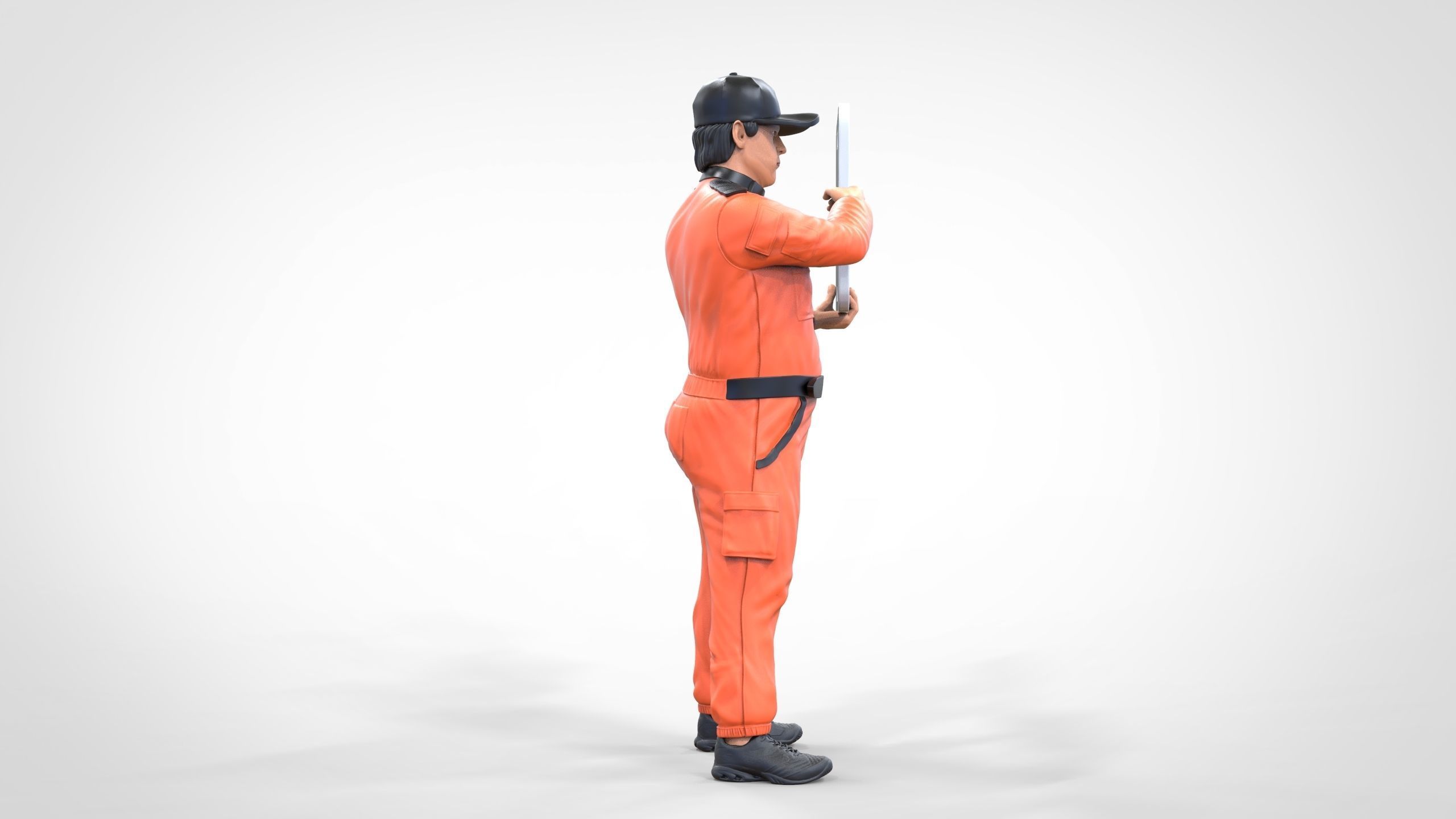 N4 Race Marshal with sign 3D print model_27