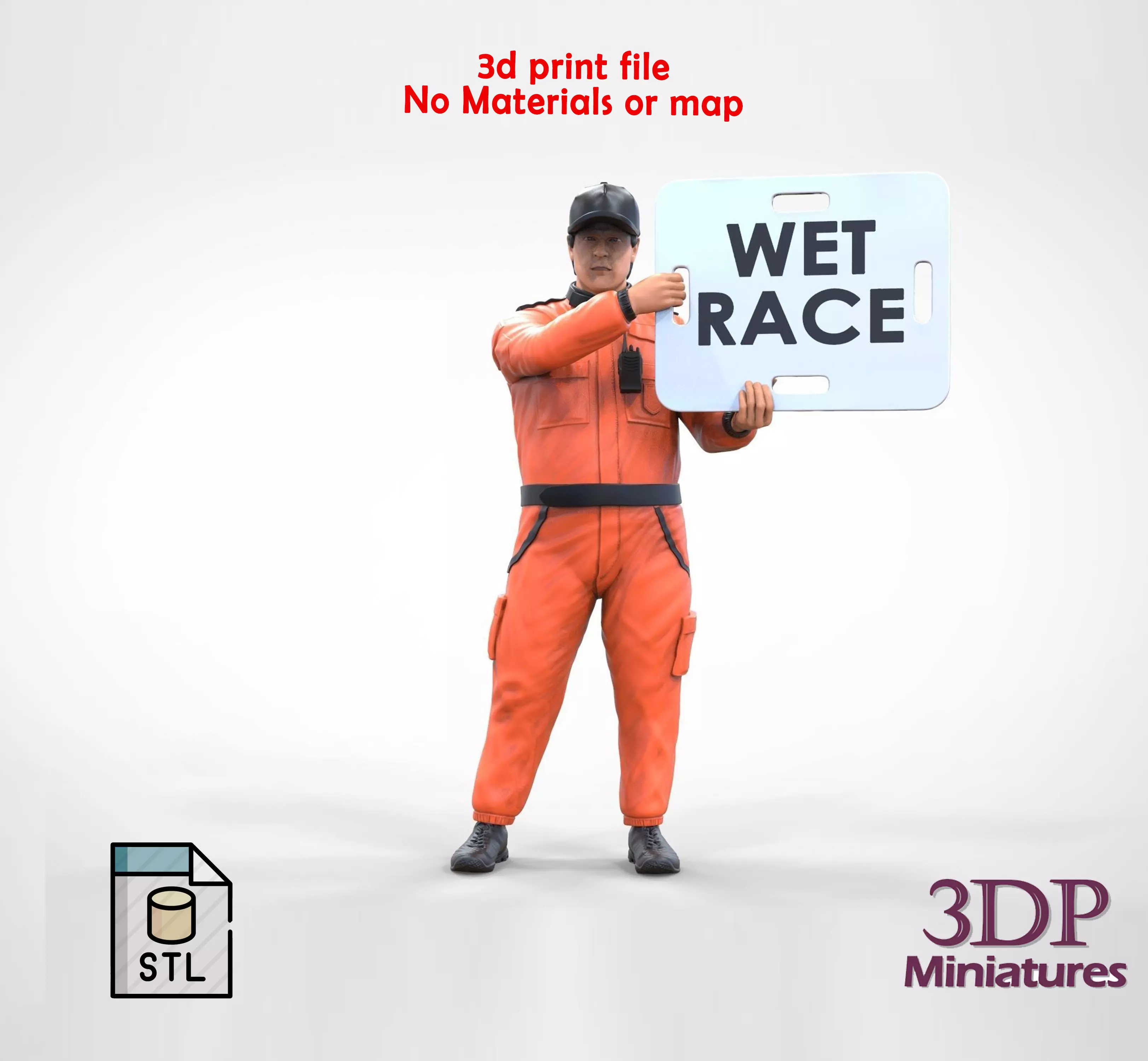 N4 Race Marshal with sign 3D print model_0