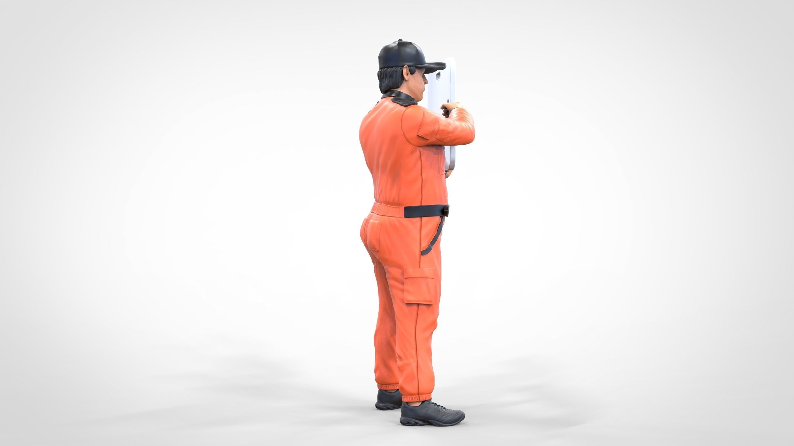N4 Race Marshal with sign 3D print model_28