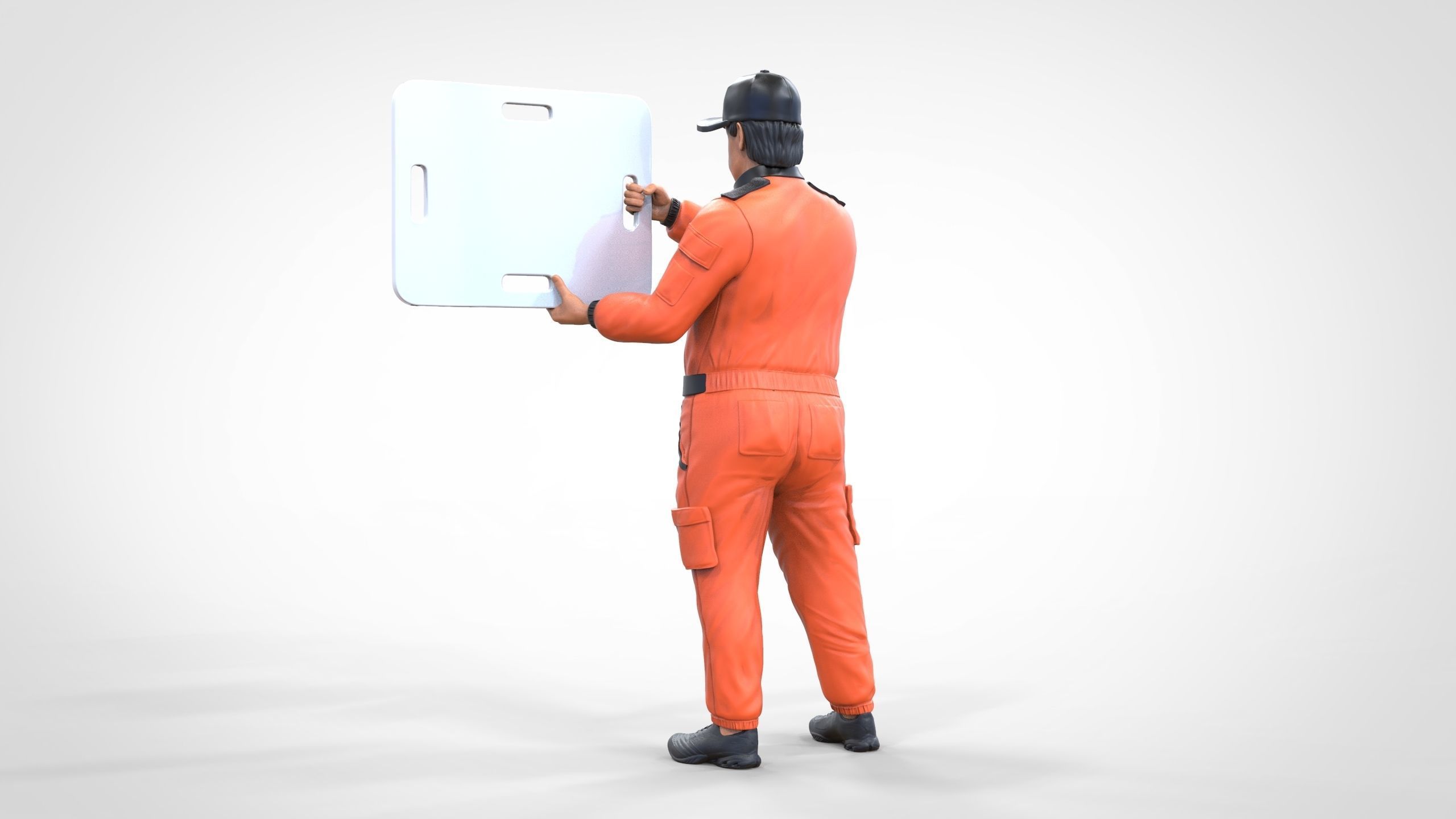 N4 Race Marshal with sign 3D print model_4