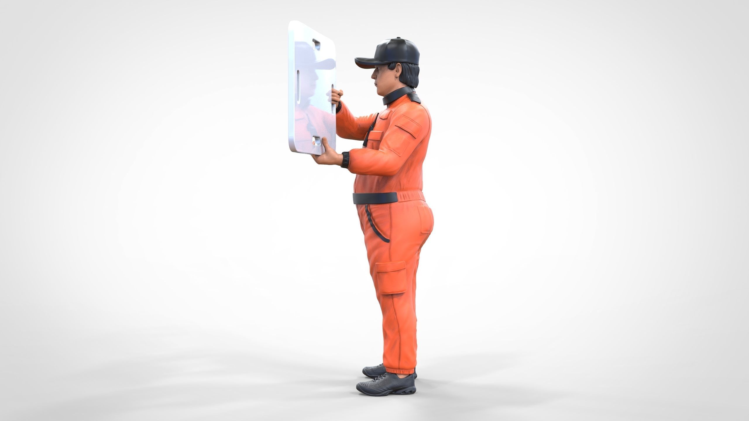 N4 Race Marshal with sign 3D print model_9