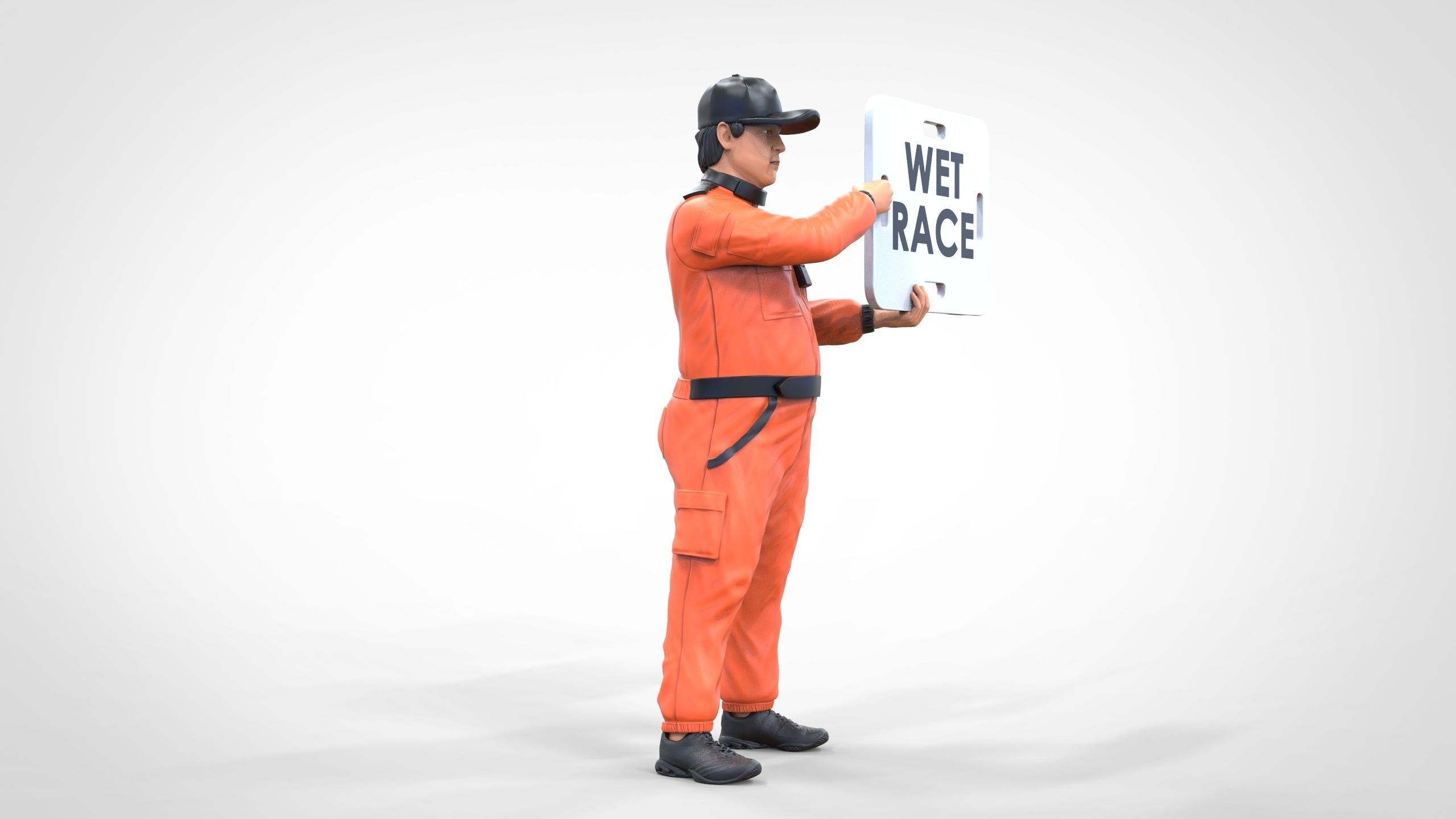 N4 Race Marshal with sign 3D print model_24