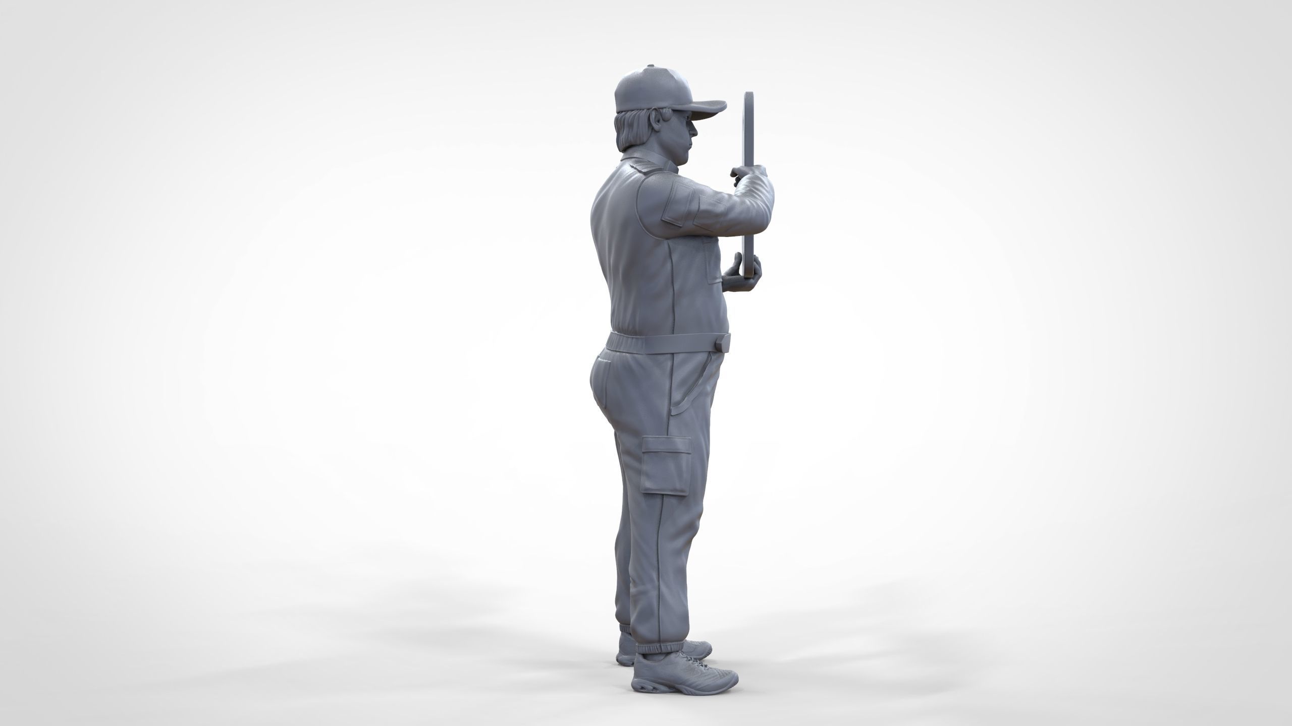 N4 Race Marshal with sign 3D print model_45